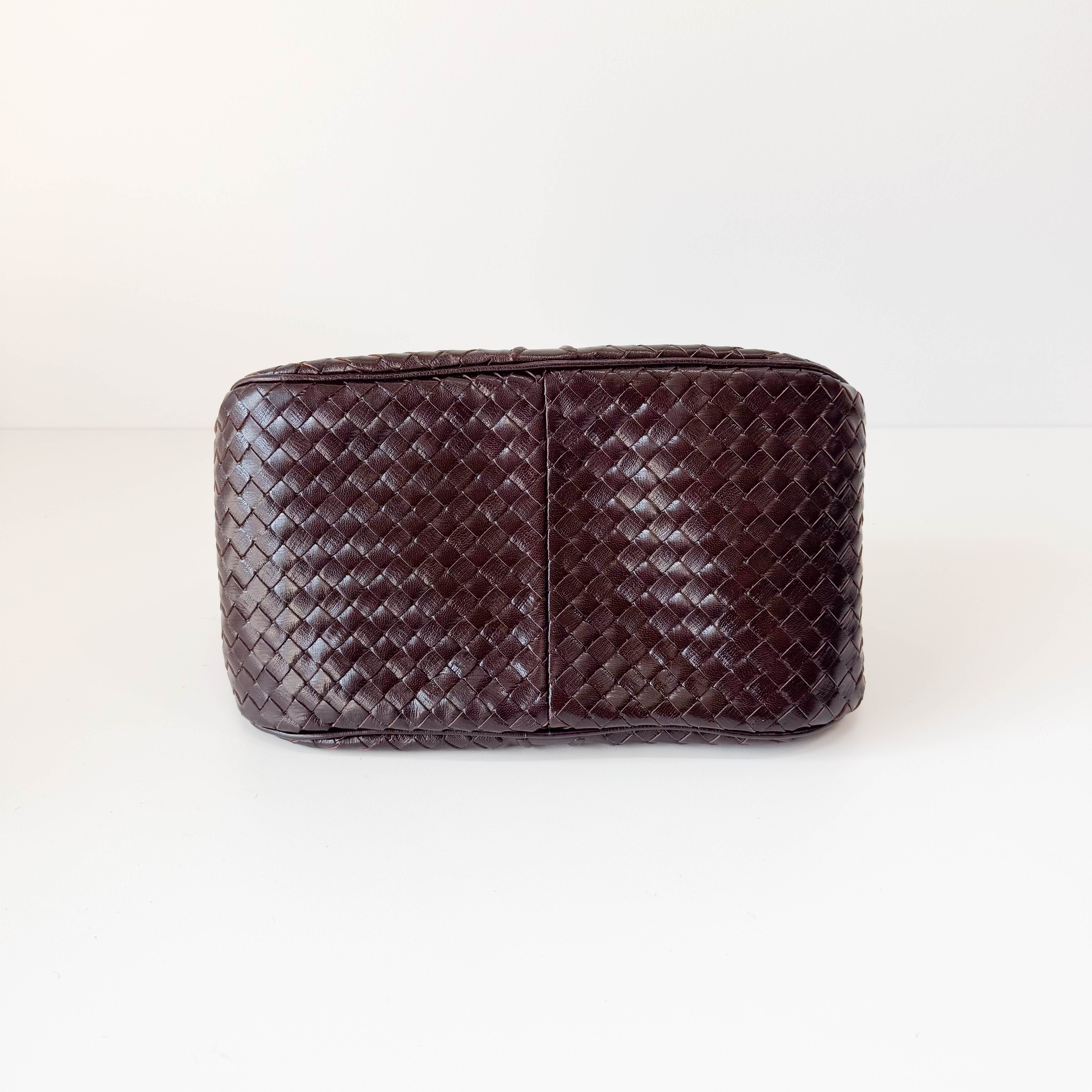 Intrecciato Brown Leather Handlebag