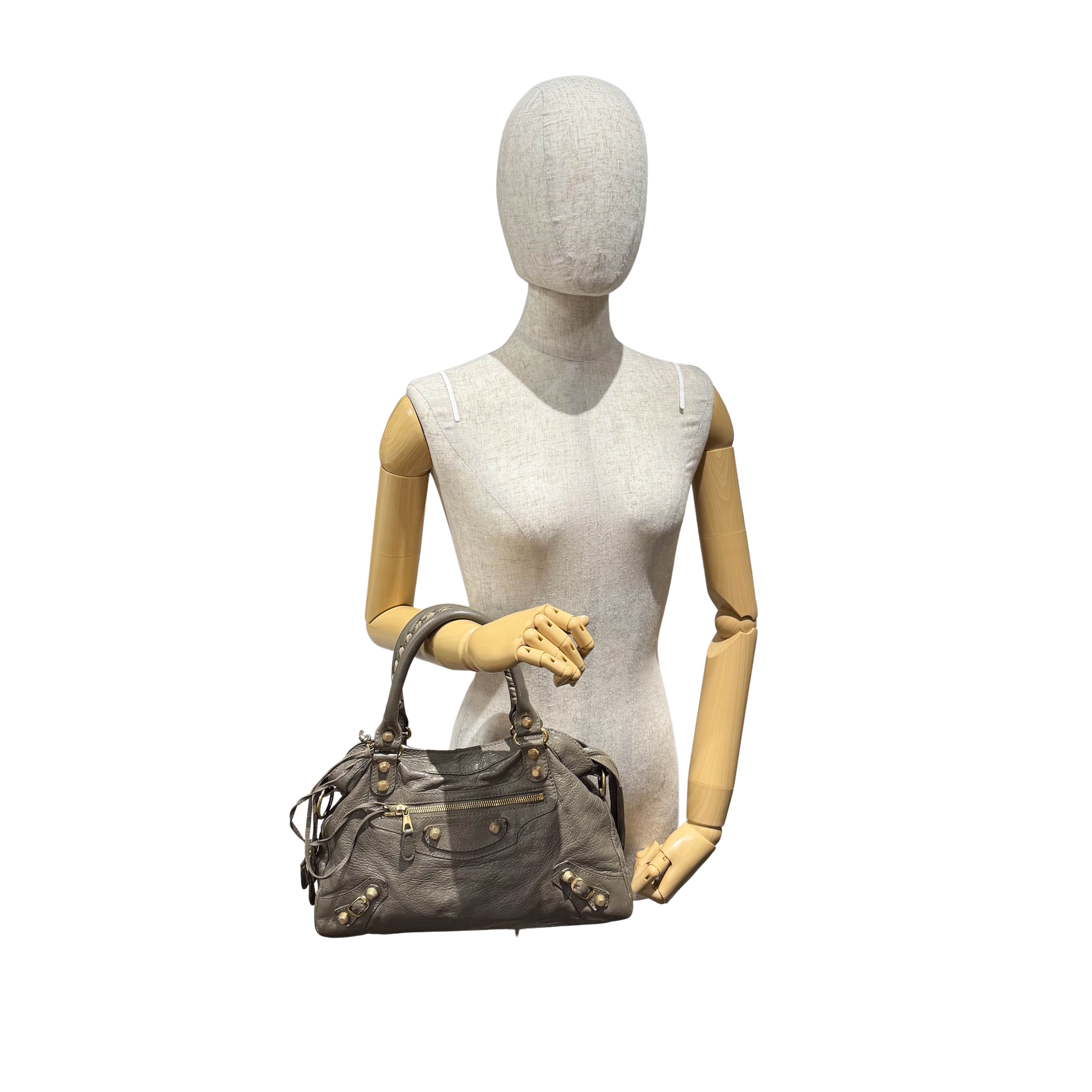 The First Grey Calfskin Leather Two Way Bag