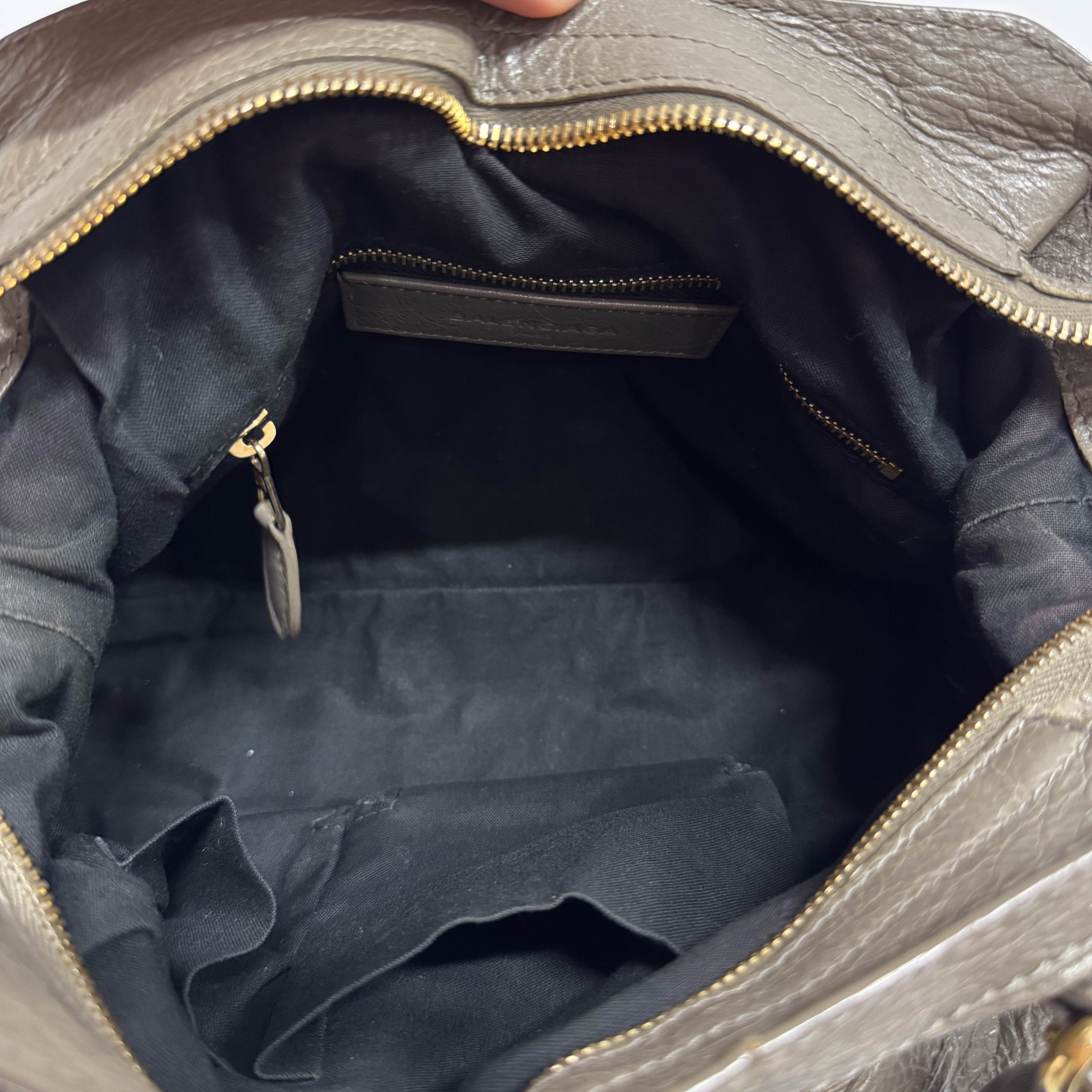 The First Grey Calfskin Leather Two Way Bag