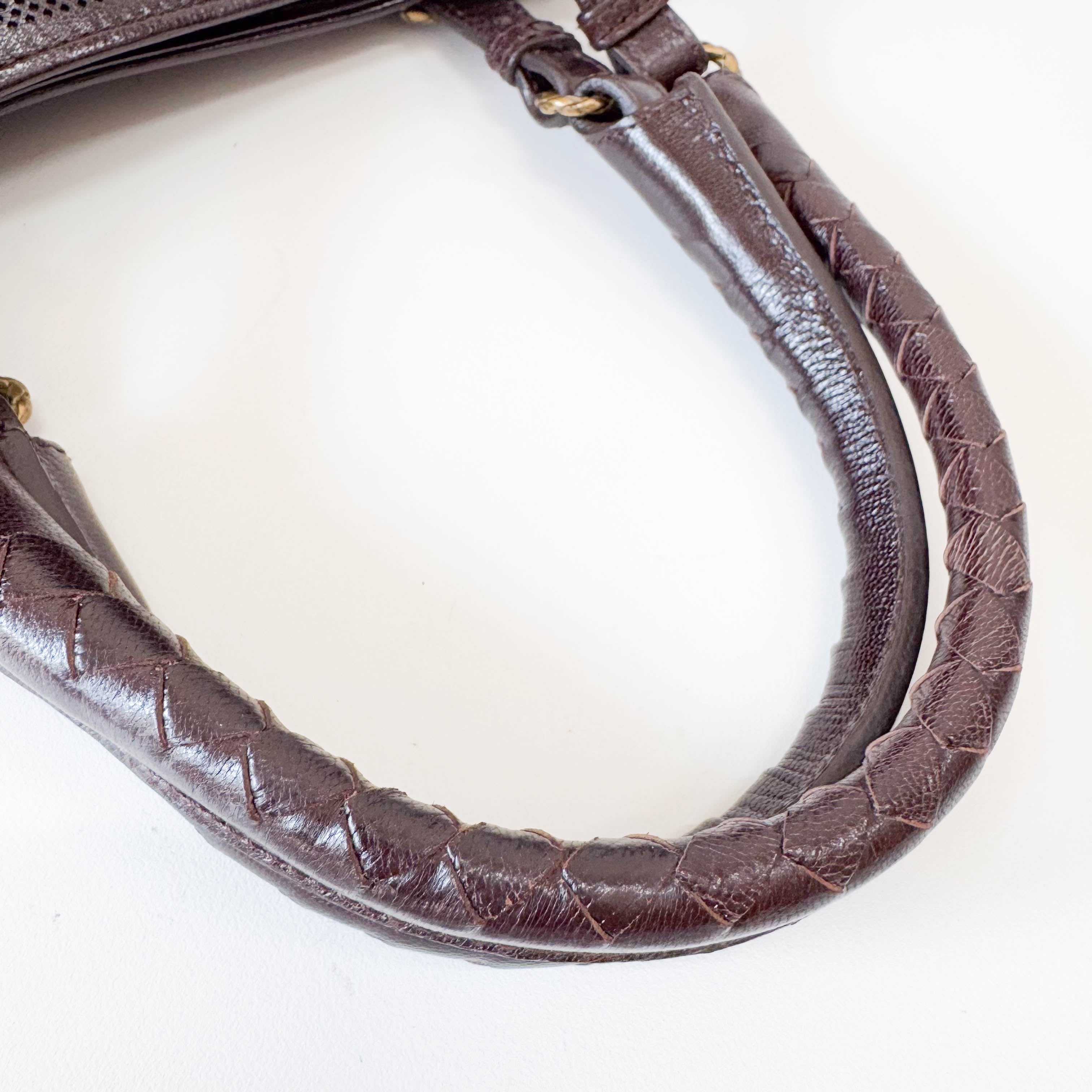 Intrecciato Brown Leather Handlebag