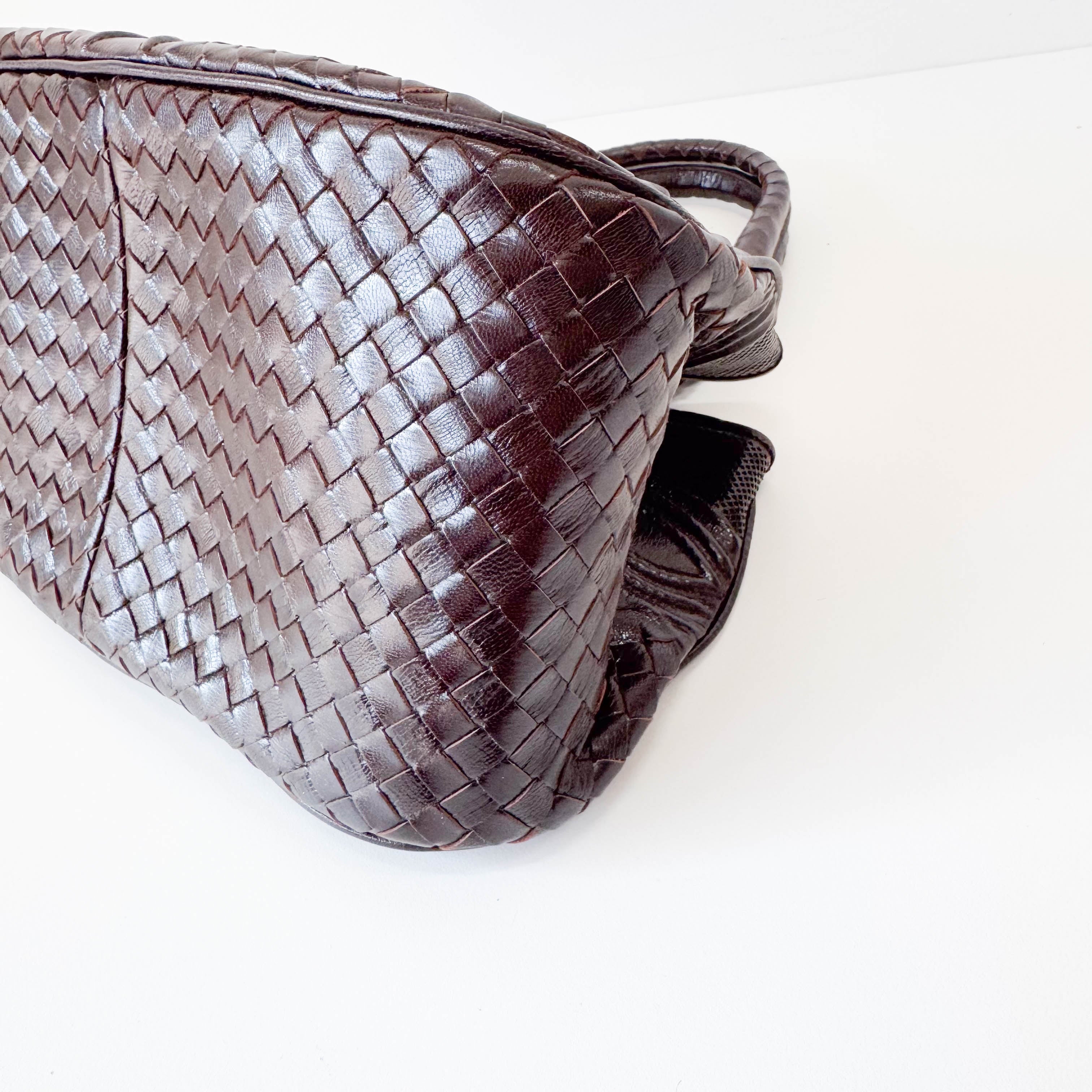 Intrecciato Brown Leather Handlebag