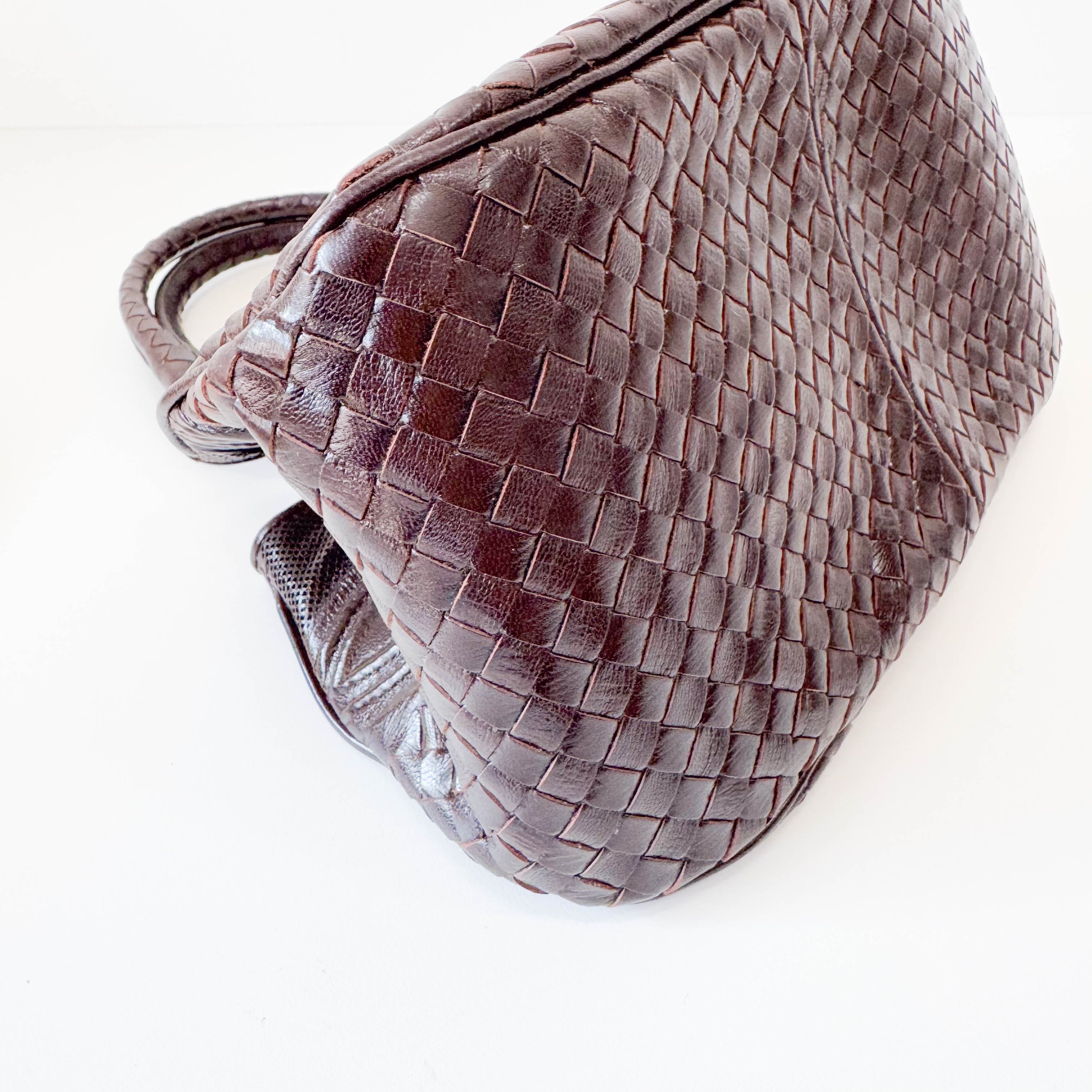 Intrecciato Brown Leather Handlebag