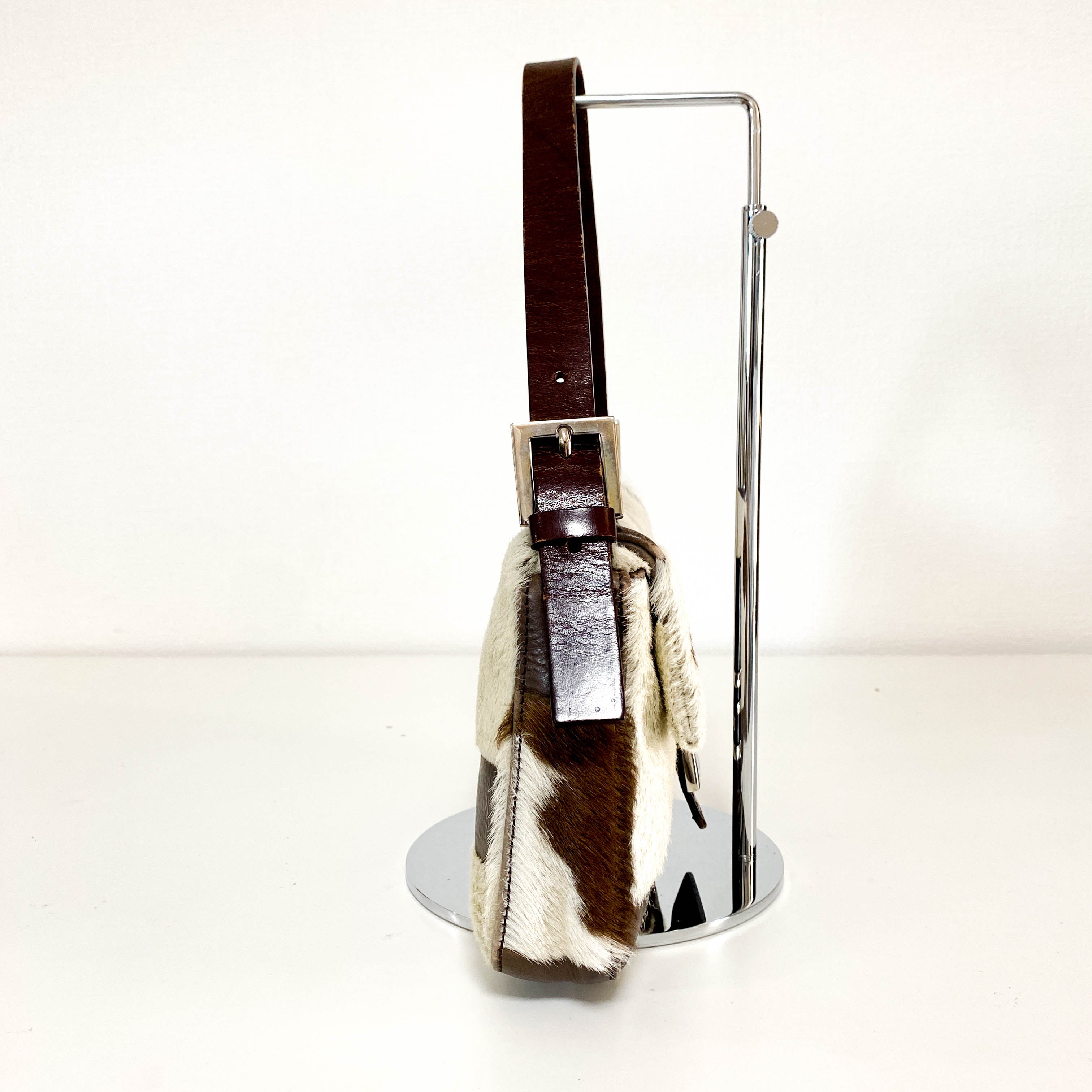 Baguette Cow Print Pony Hair Shoulder Bag