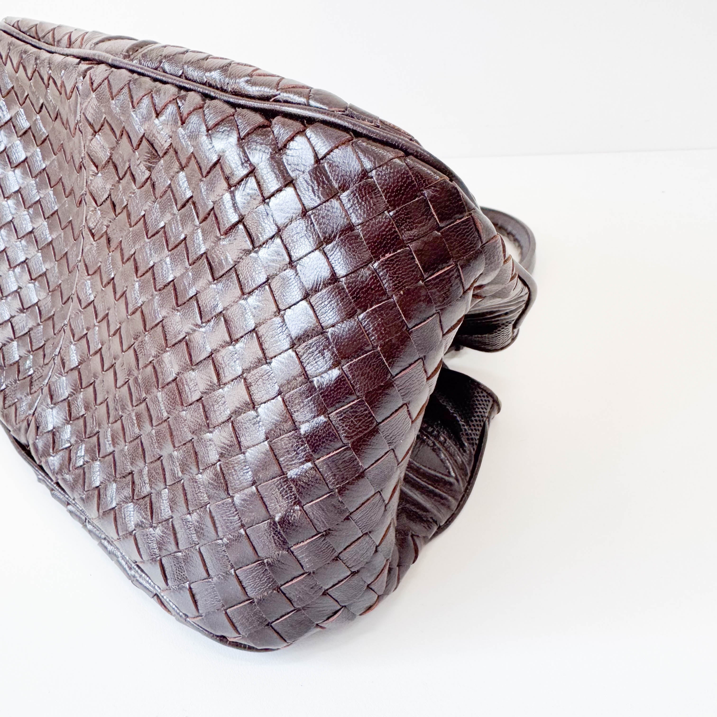 Intrecciato Brown Leather Handlebag