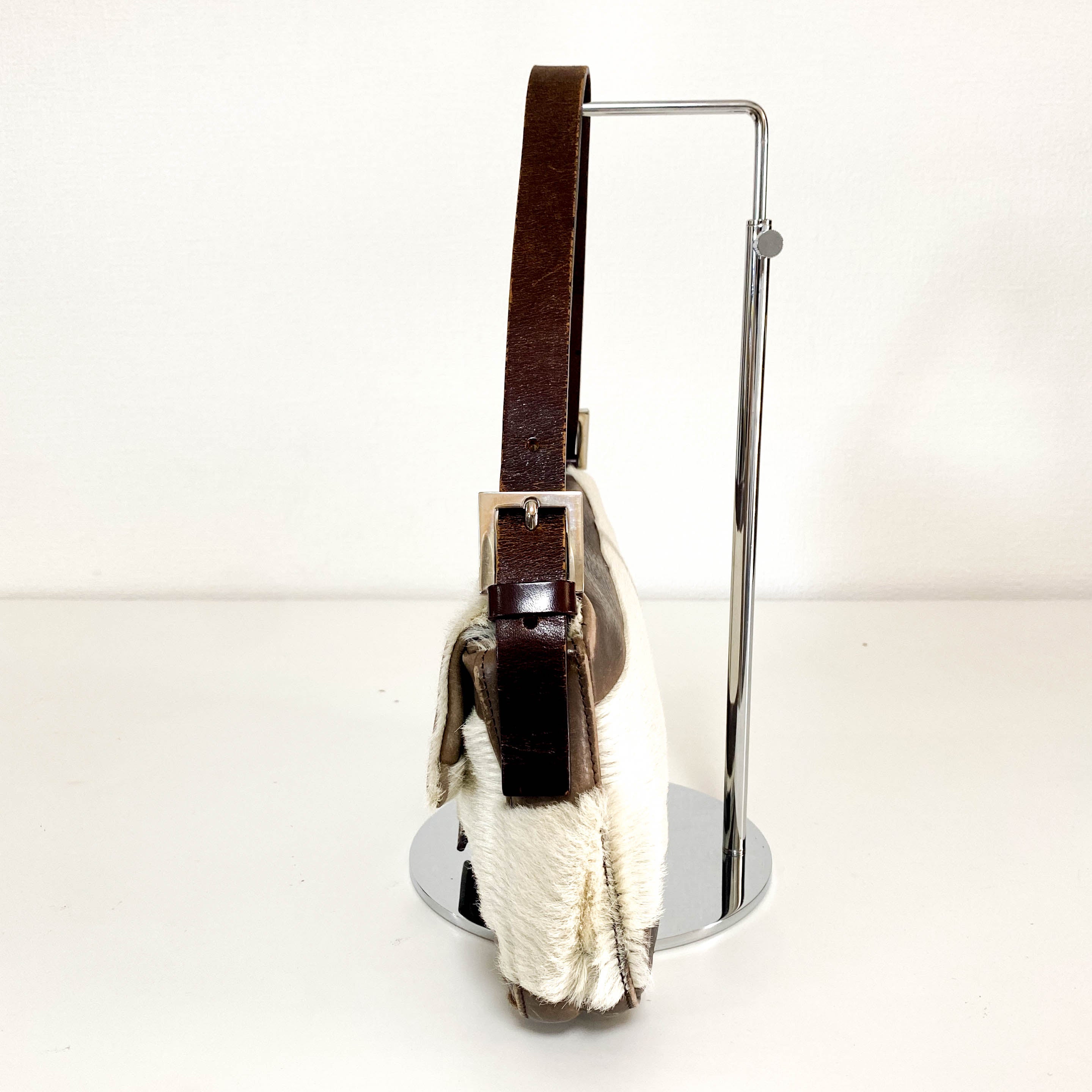 Baguette Cow Print Pony Hair Shoulder Bag