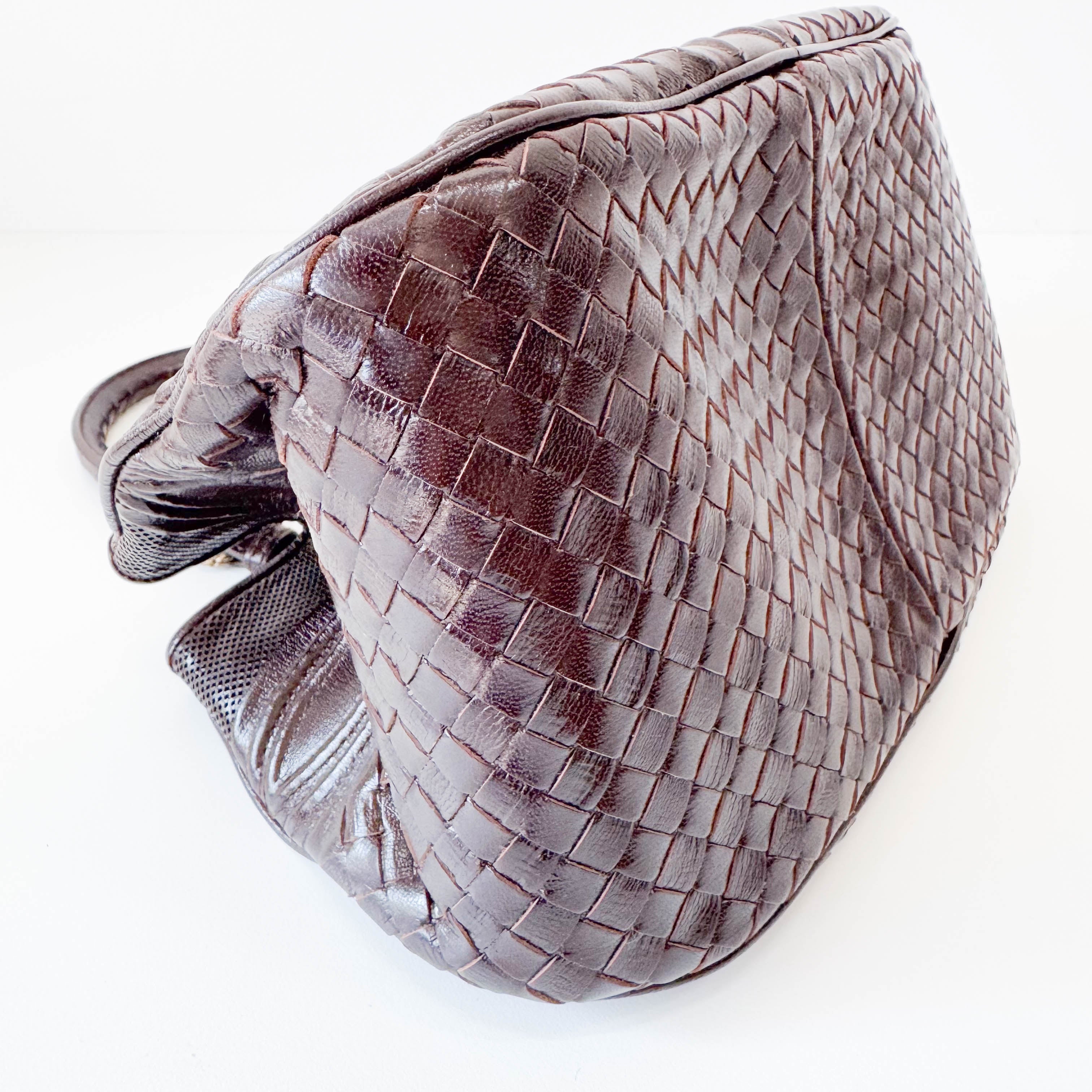 Intrecciato Brown Leather Handlebag