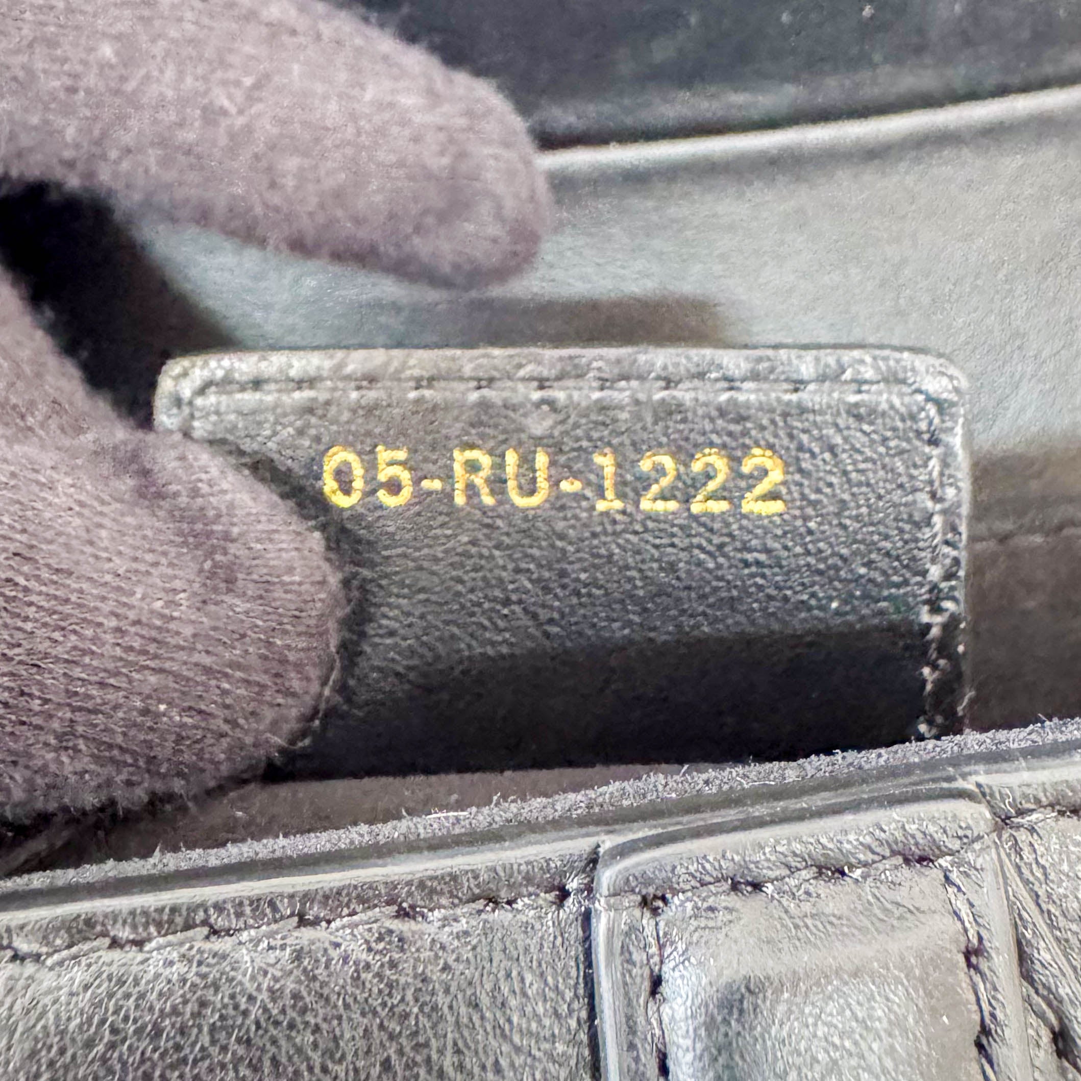 Rare Black Leather Embroidered Shoulder Bag