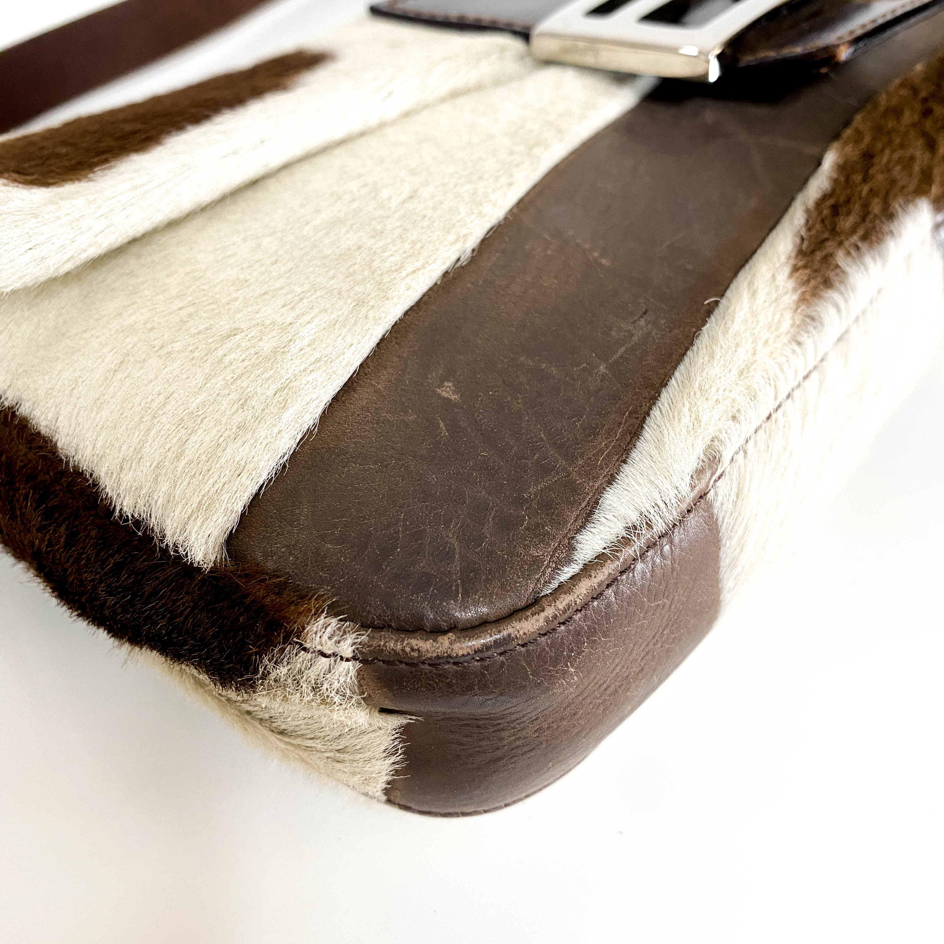 Baguette Cow Print Pony Hair Shoulder Bag