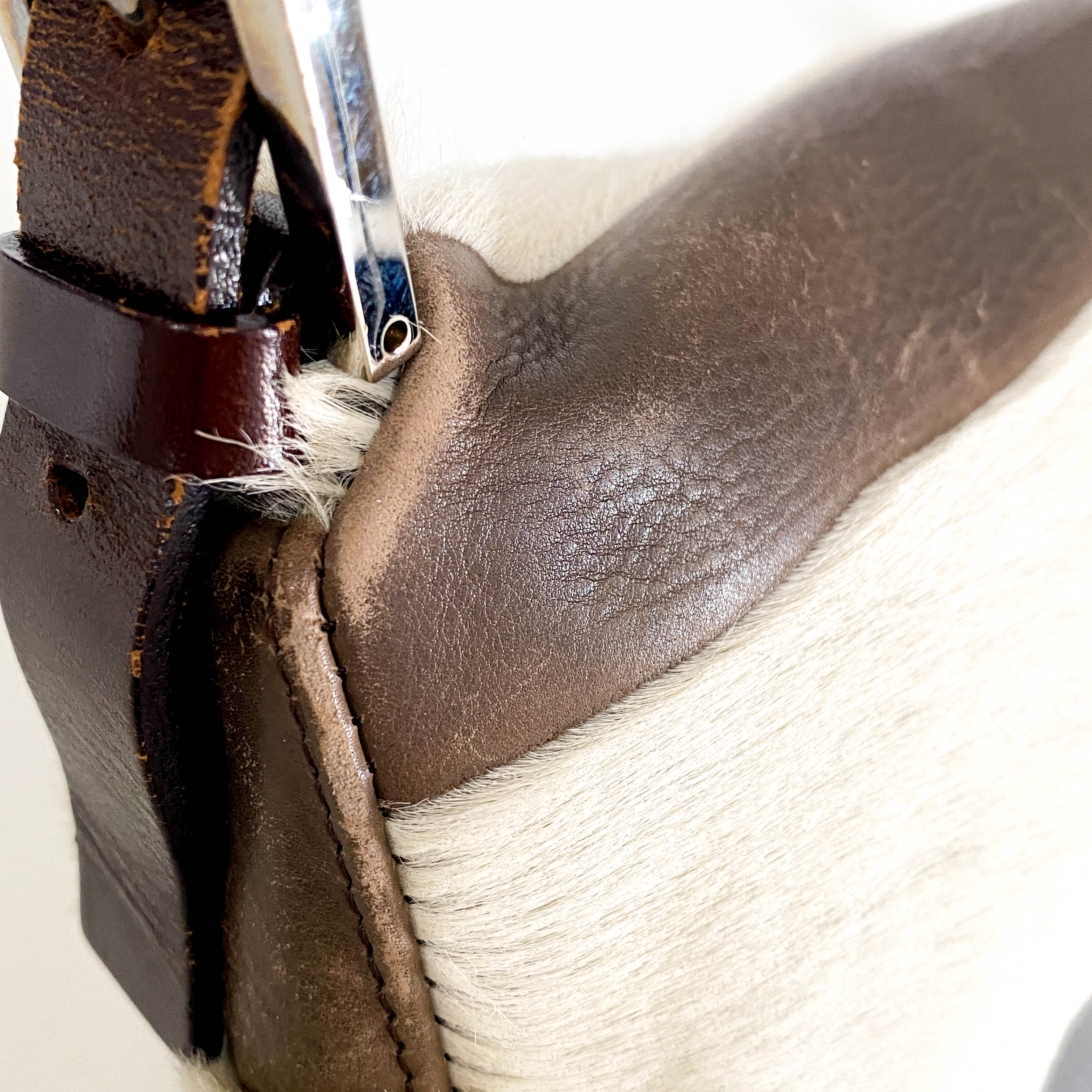 Baguette Cow Print Pony Hair Shoulder Bag