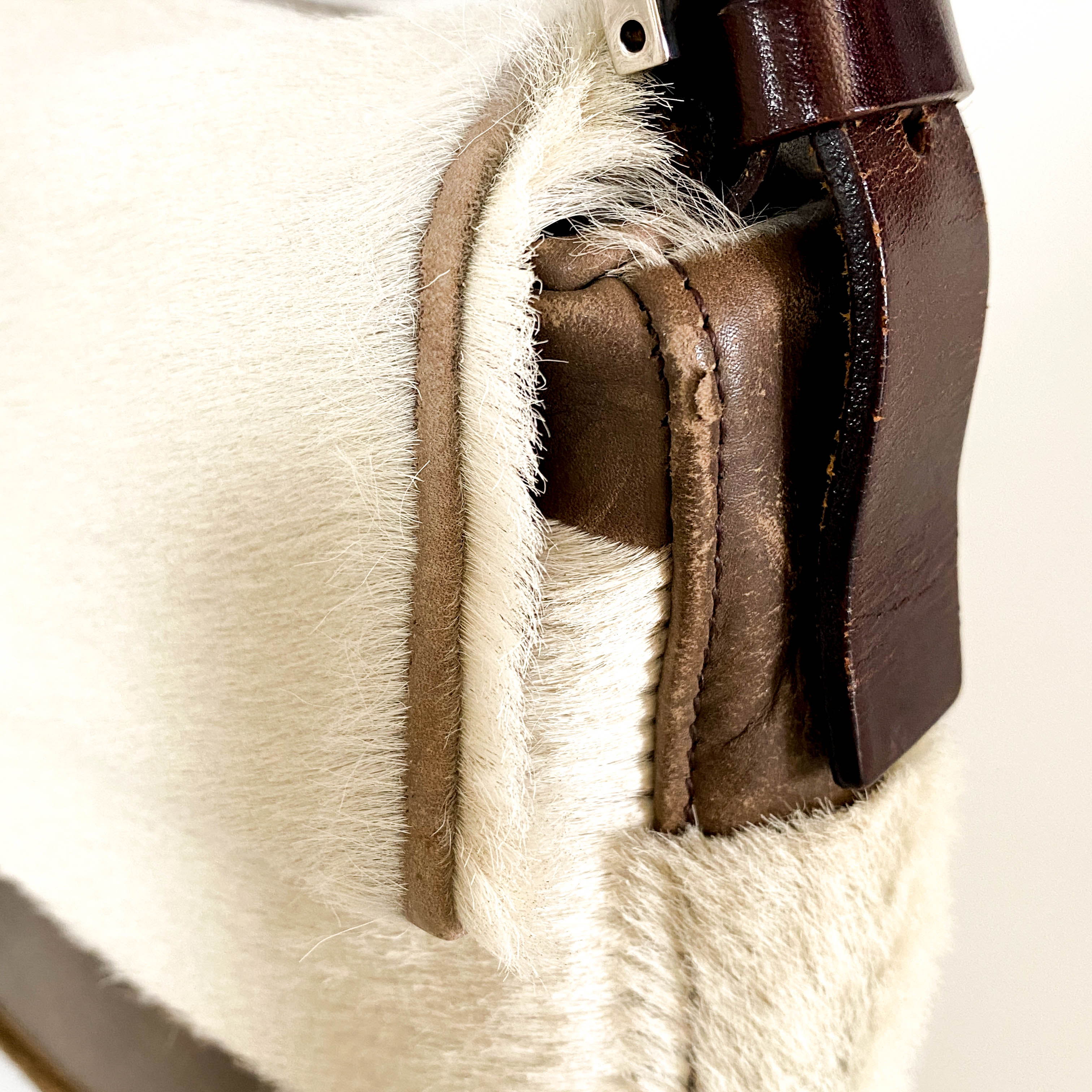 Baguette Cow Print Pony Hair Shoulder Bag