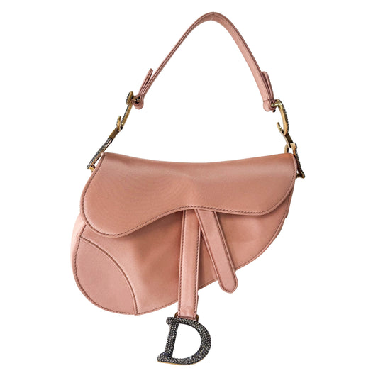Saddle Mini Pink Satin Handbag