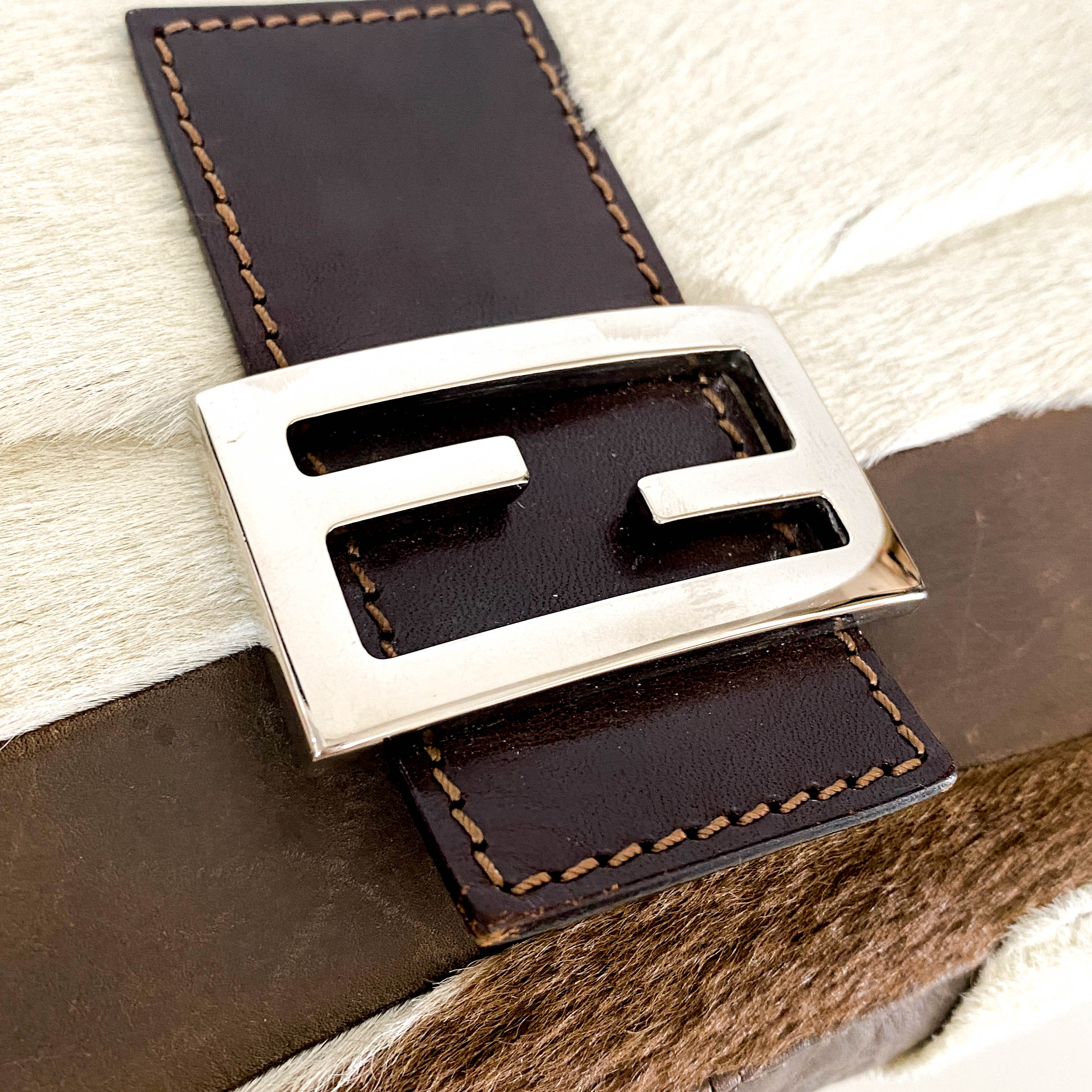 Baguette Cow Print Pony Hair Shoulder Bag