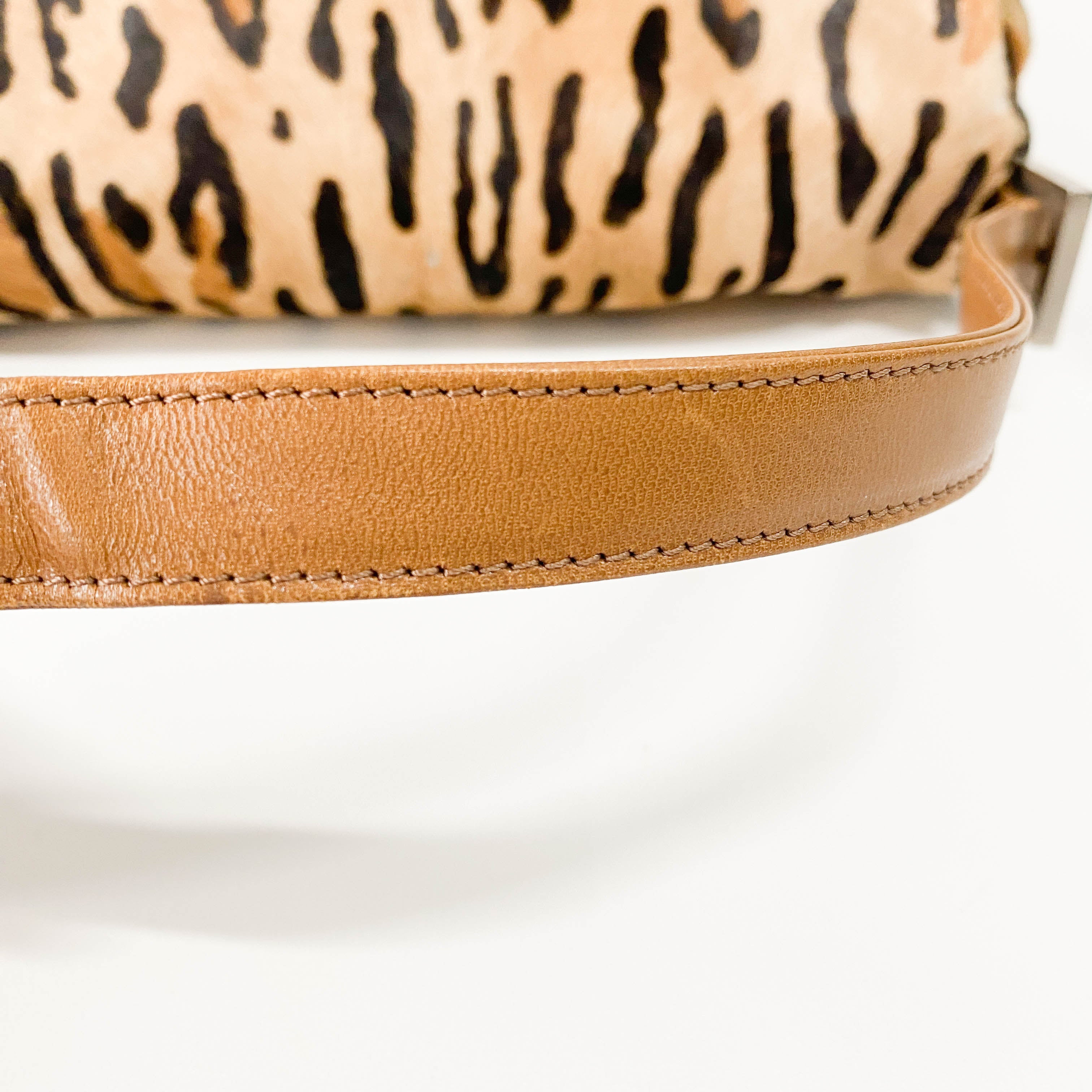 Mamma Baguette Brown Leopard Print Pony Hair Shoulder Bag