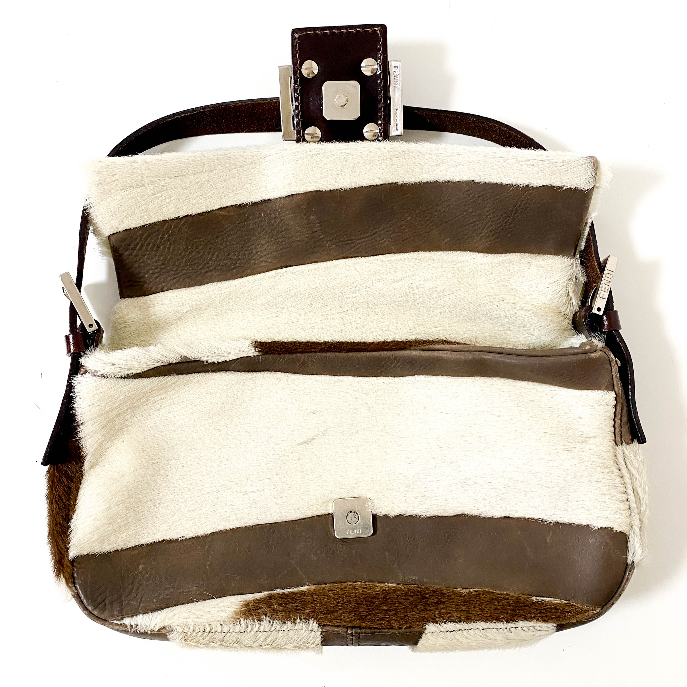 Baguette Cow Print Pony Hair Shoulder Bag