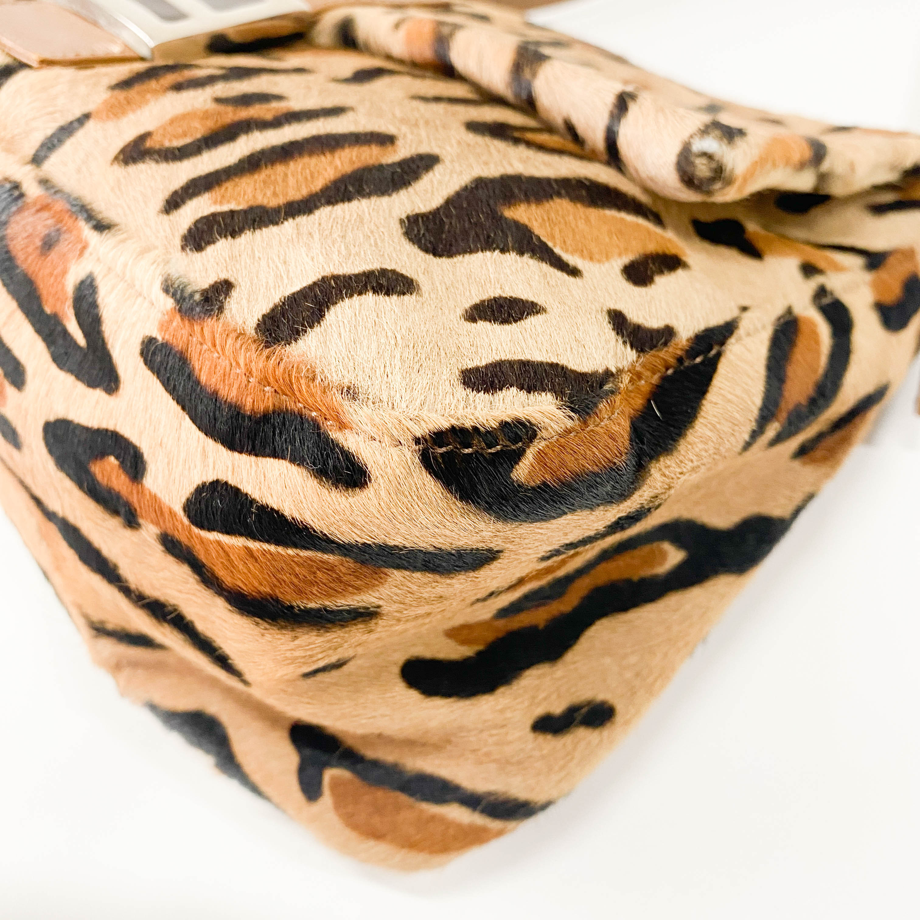 Mamma Baguette Brown Leopard Print Pony Hair Shoulder Bag