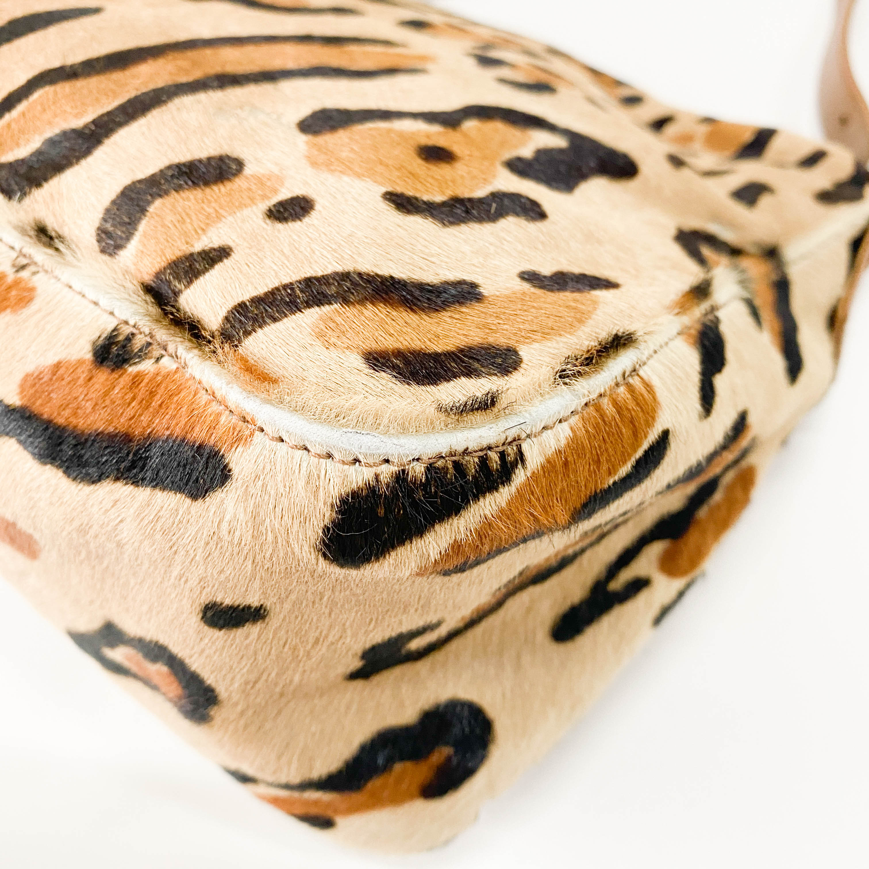 Mamma Baguette Brown Leopard Print Pony Hair Shoulder Bag
