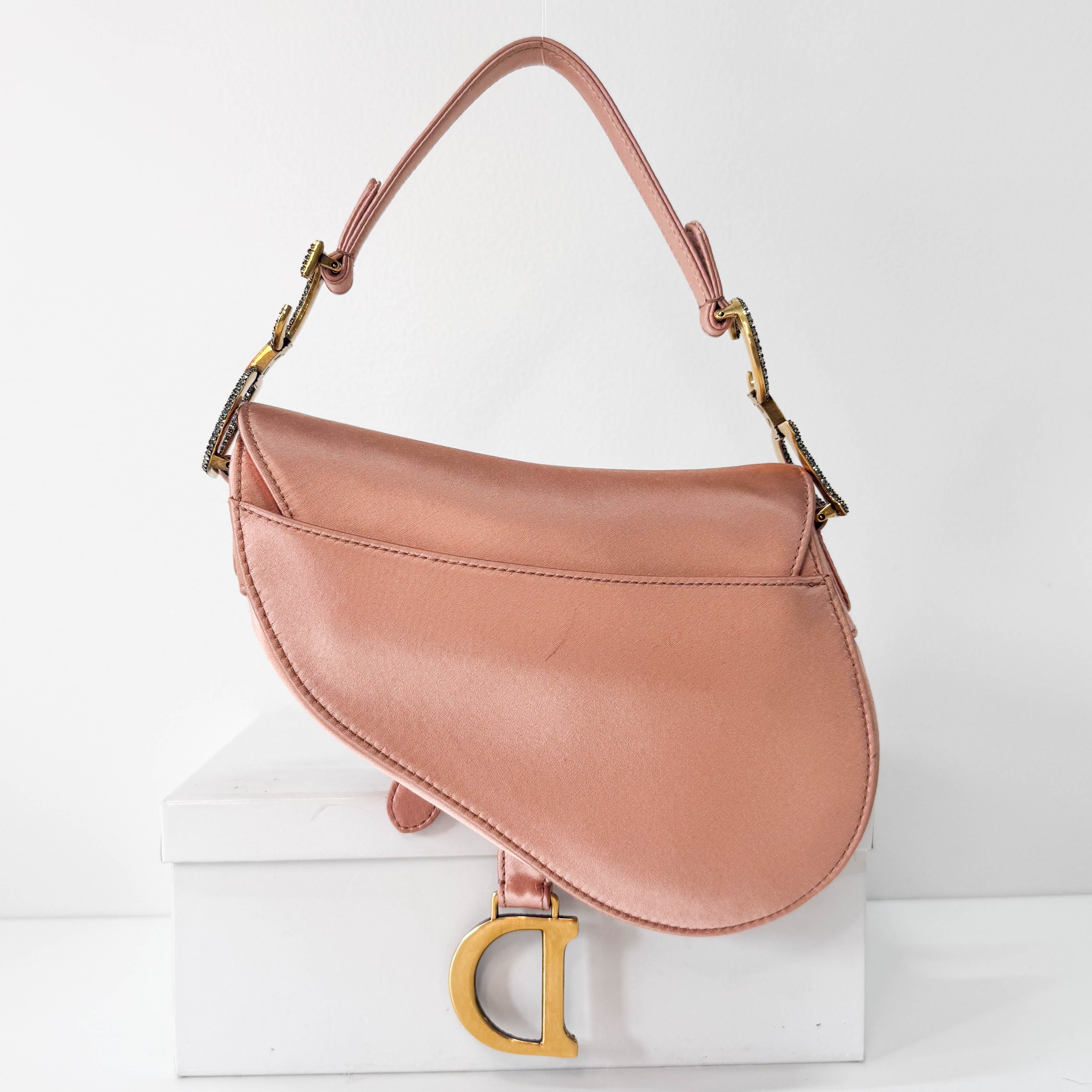 Saddle Mini Pink Satin Handbag