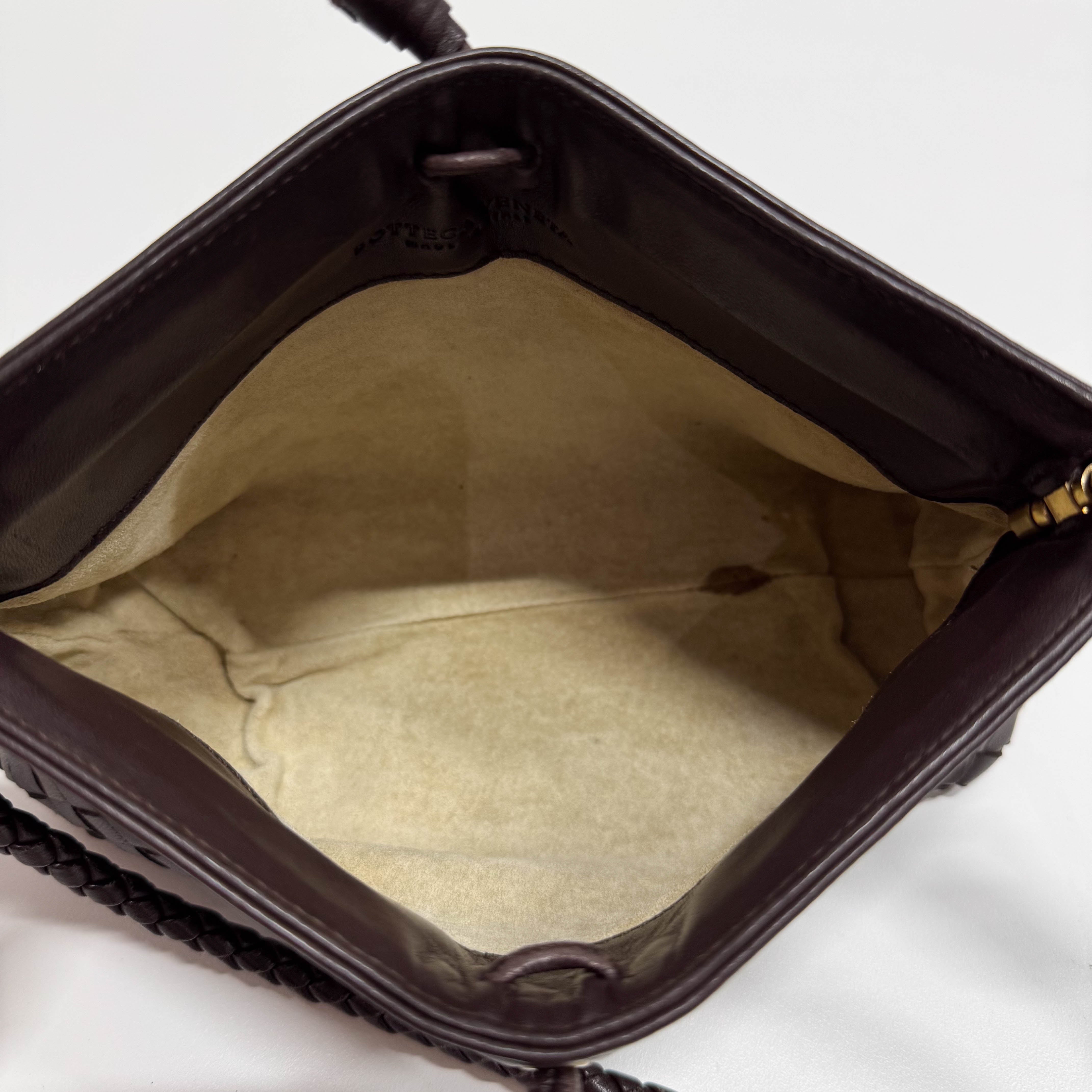 Intrecciato Brown Leather Shoulder Bag