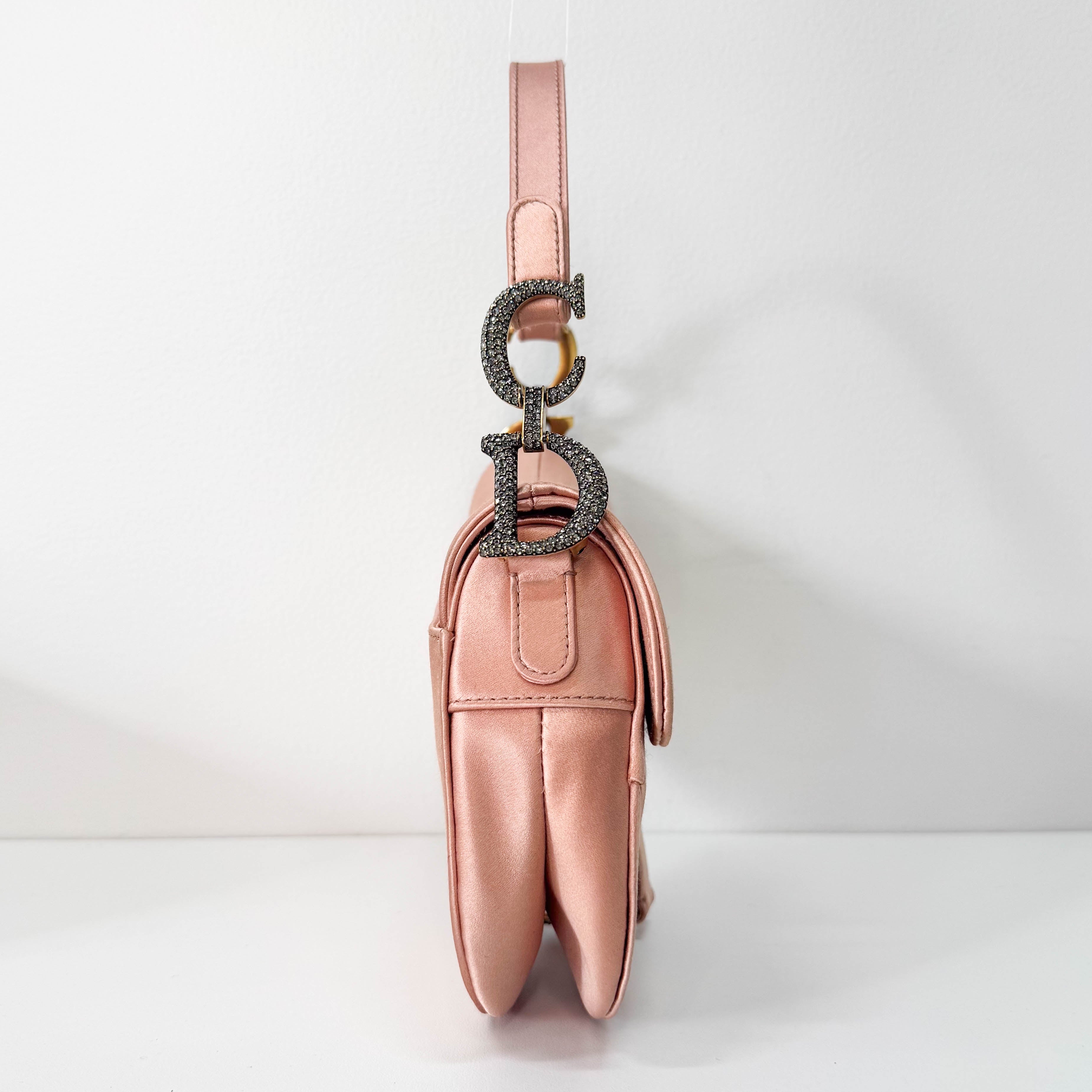 Saddle Mini Pink Satin Handbag