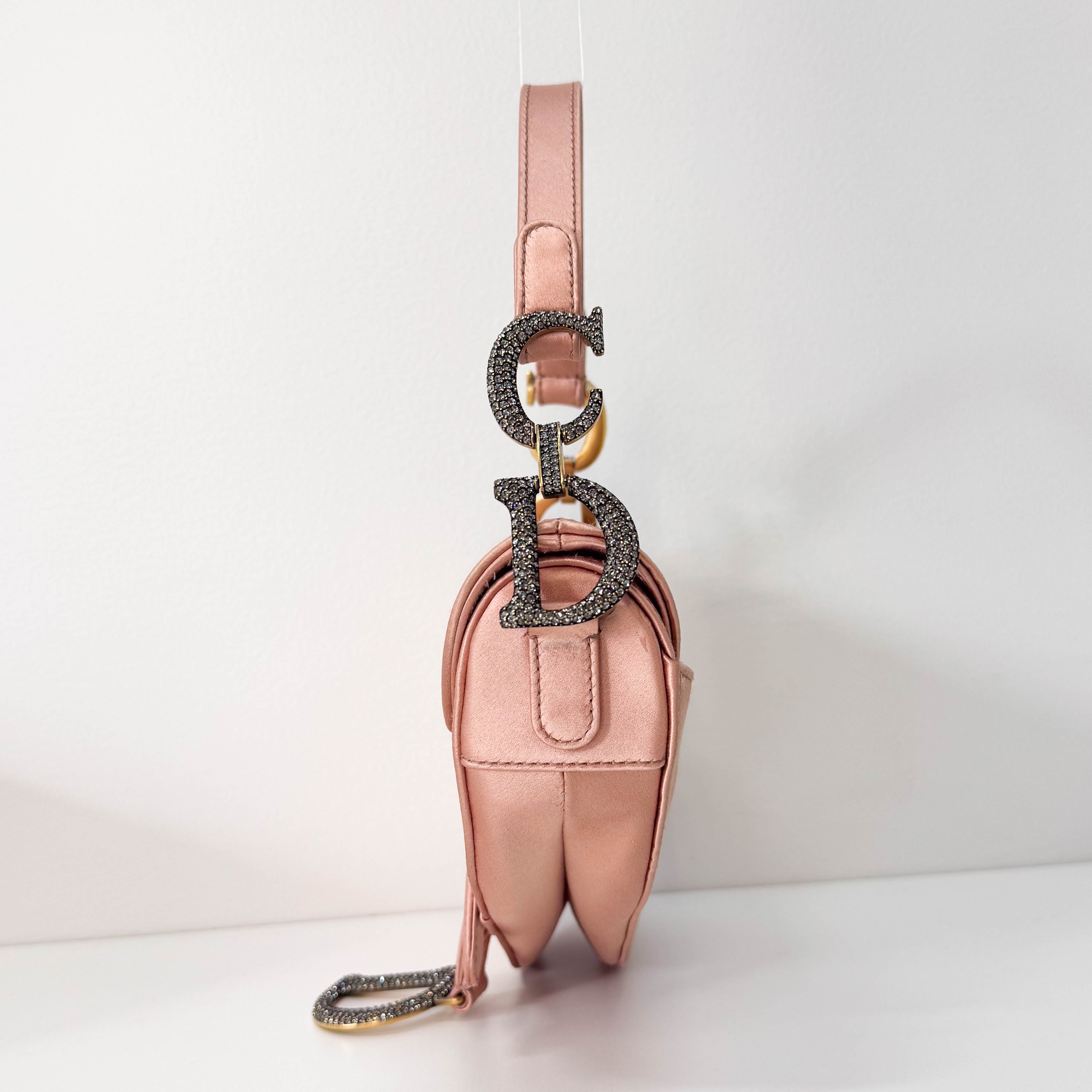 Saddle Mini Pink Satin Handbag