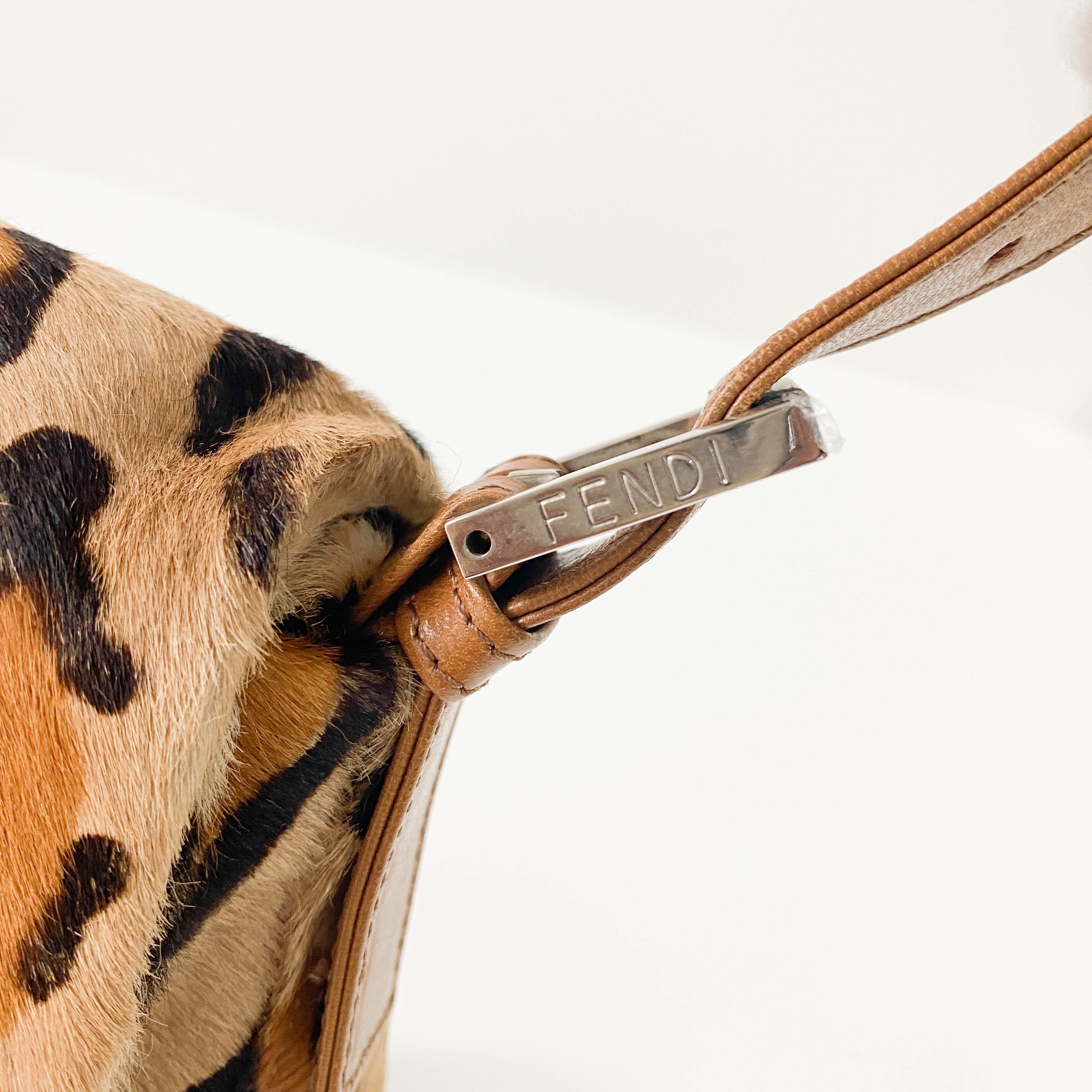 Mamma Baguette Brown Leopard Print Pony Hair Shoulder Bag