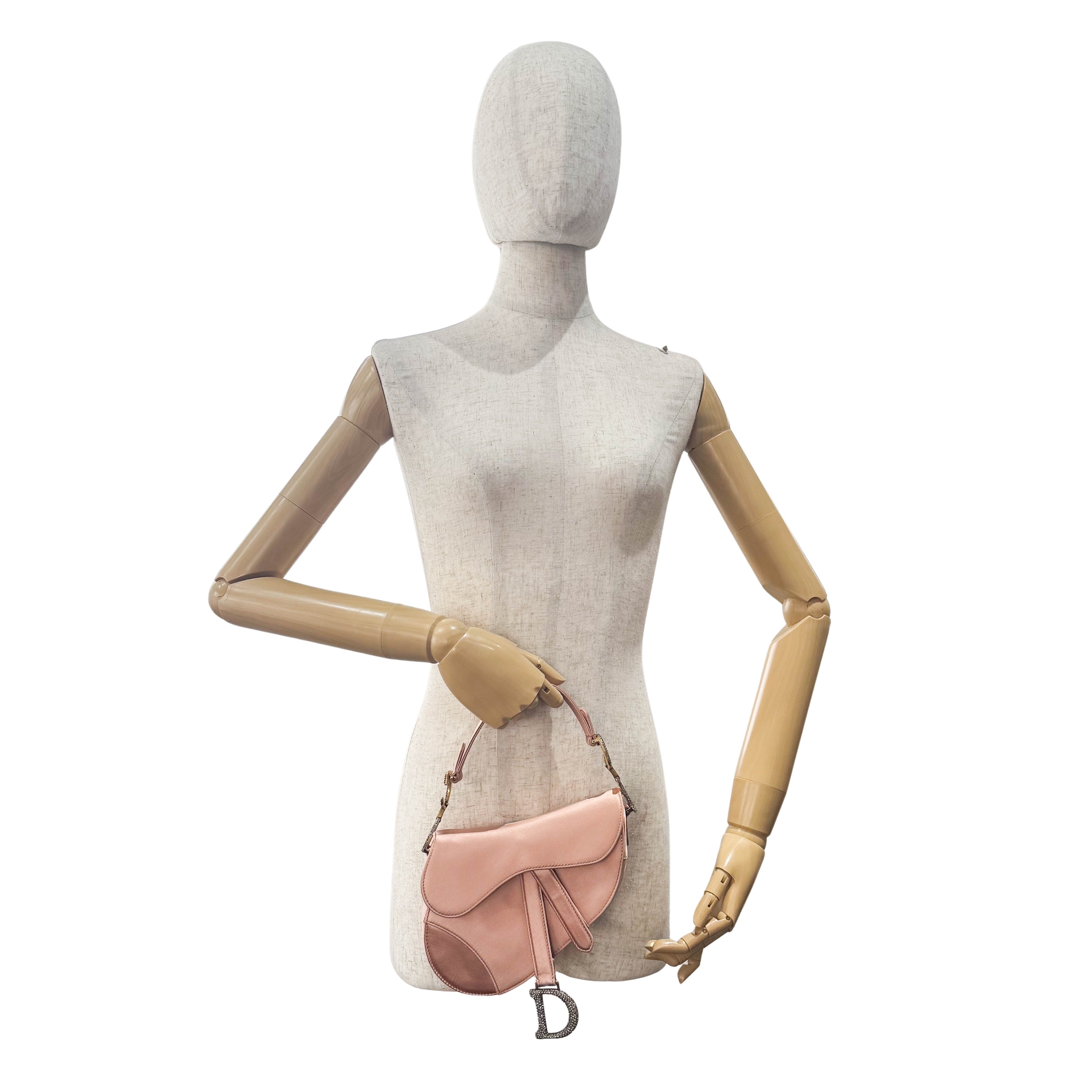 Saddle Mini Pink Satin Handbag