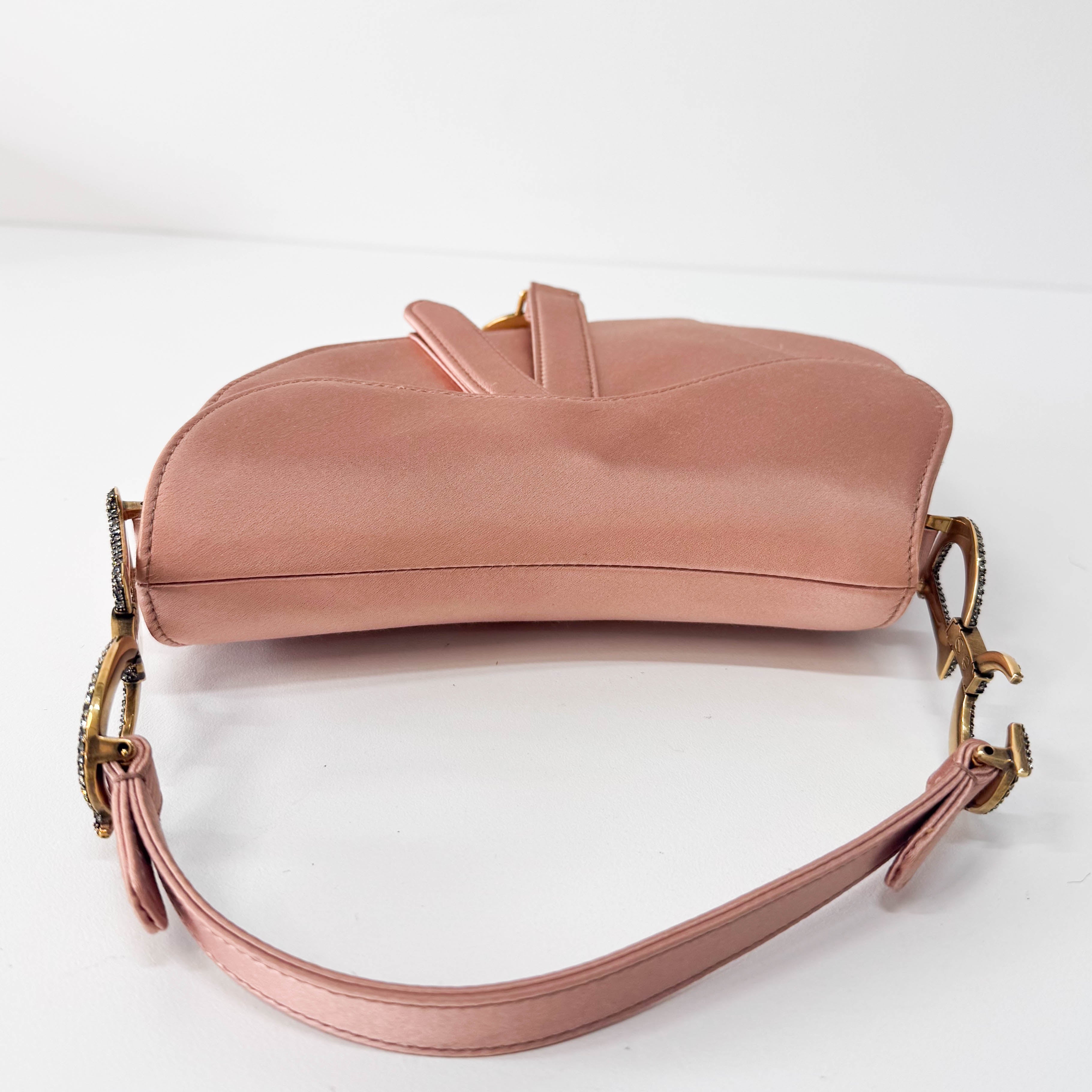 Saddle Mini Pink Satin Handbag