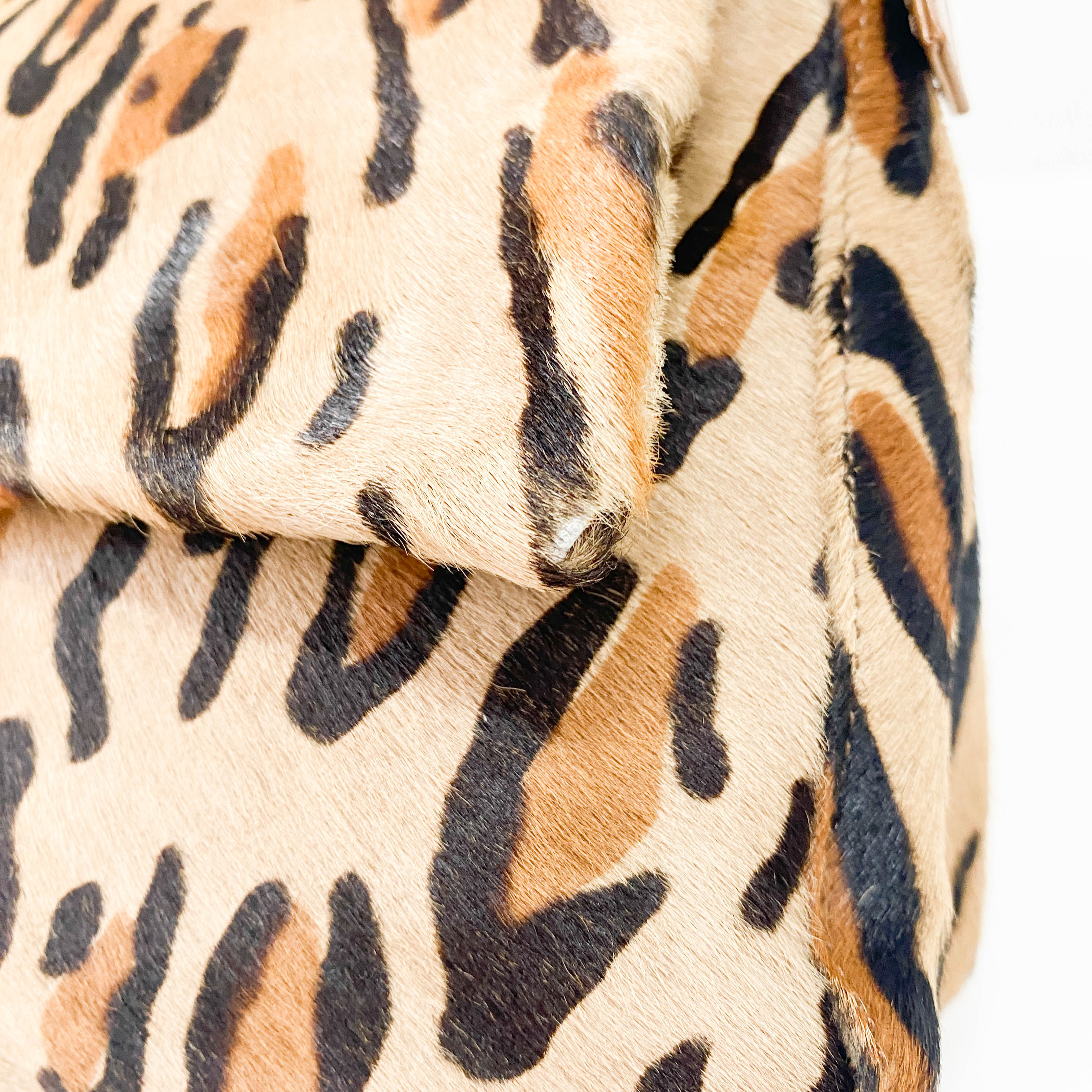 Mamma Baguette Brown Leopard Print Pony Hair Shoulder Bag