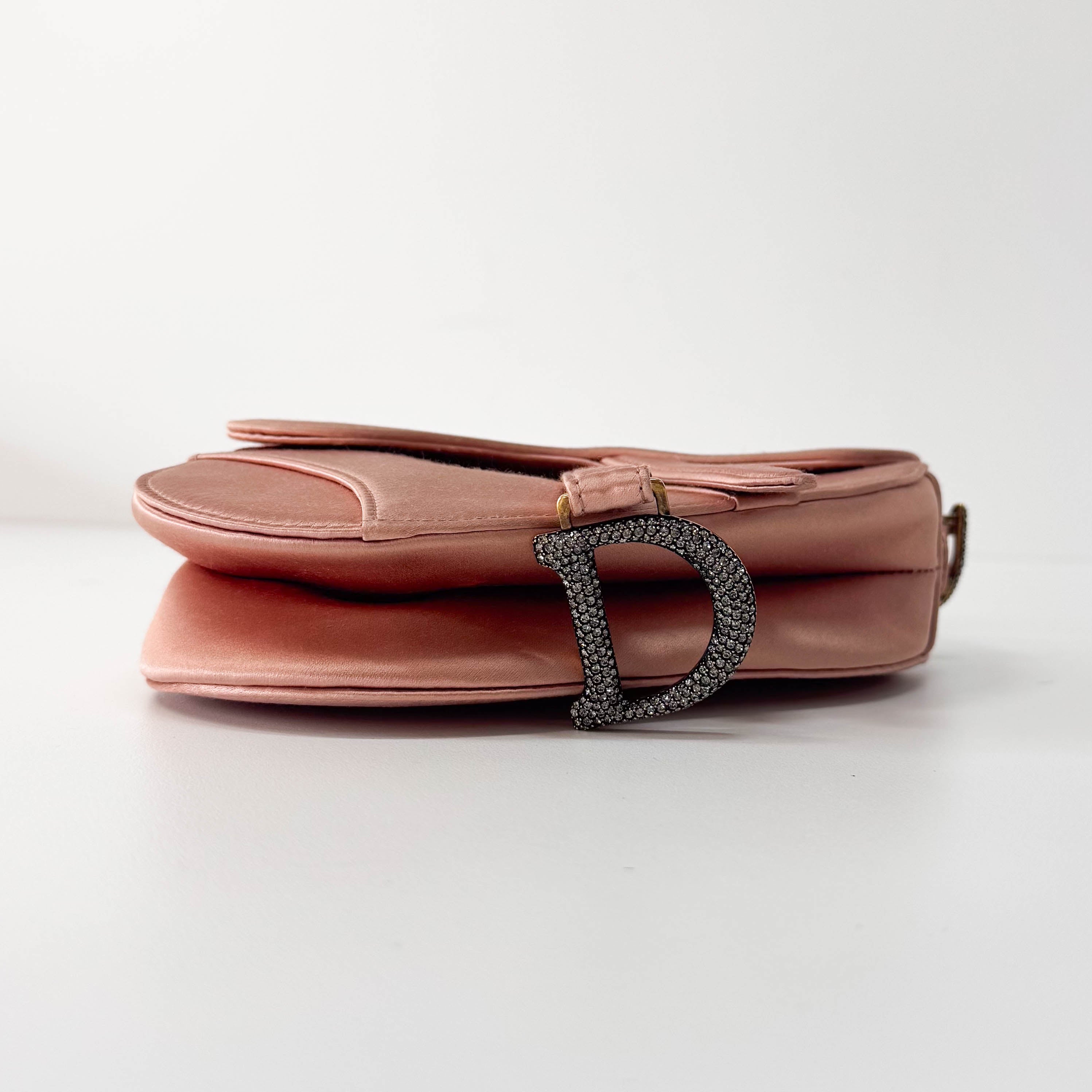 Saddle Mini Pink Satin Handbag