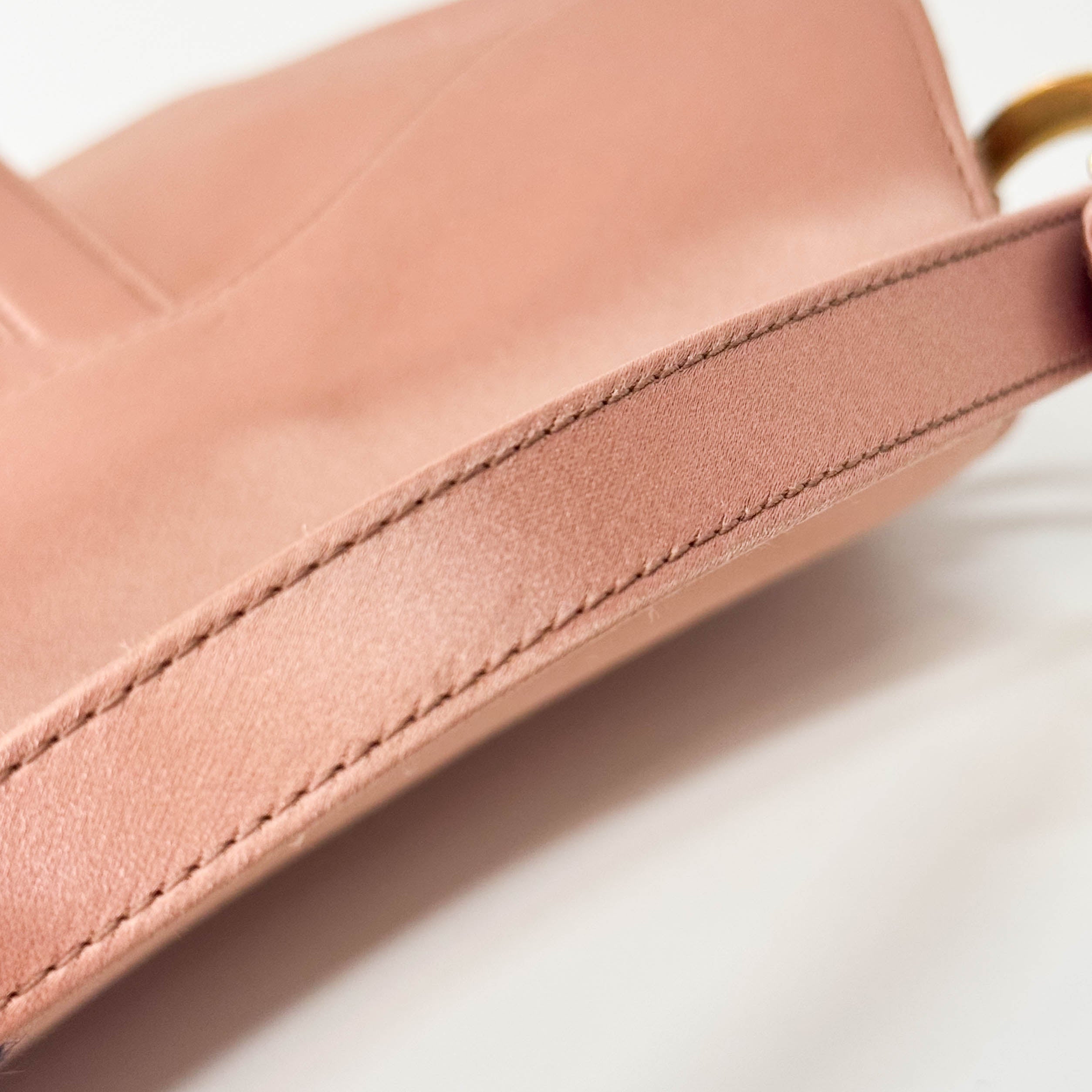 Saddle Mini Pink Satin Handbag