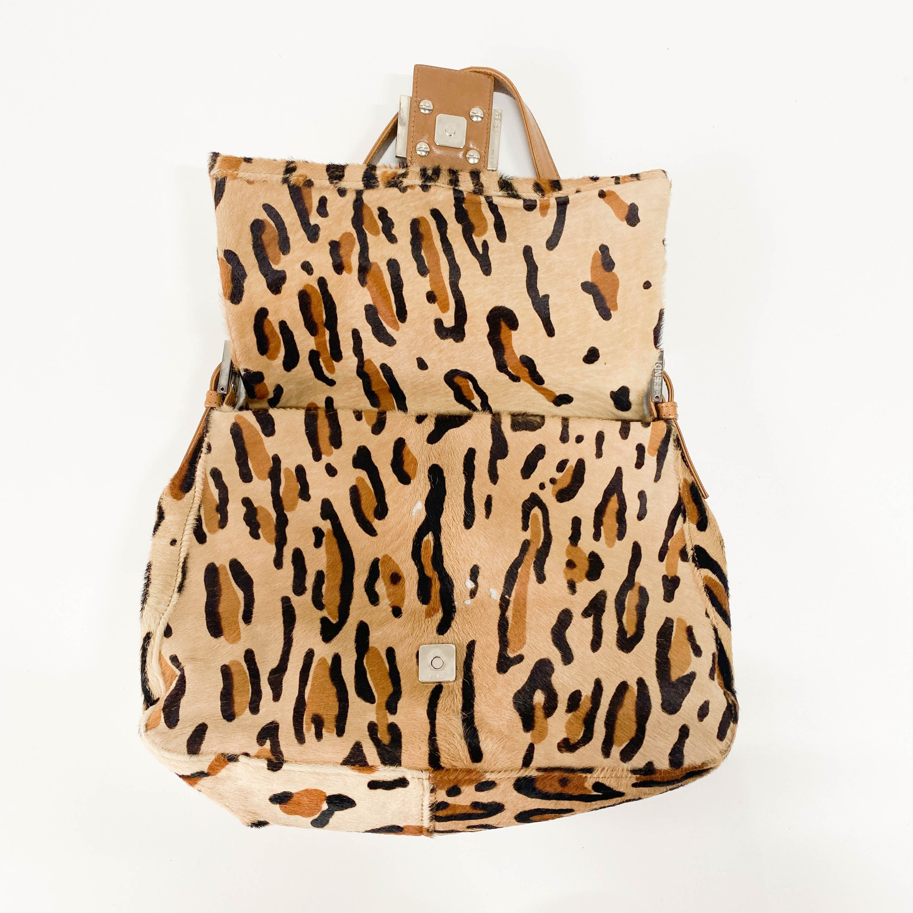 Mamma Baguette Brown Leopard Print Pony Hair Shoulder Bag