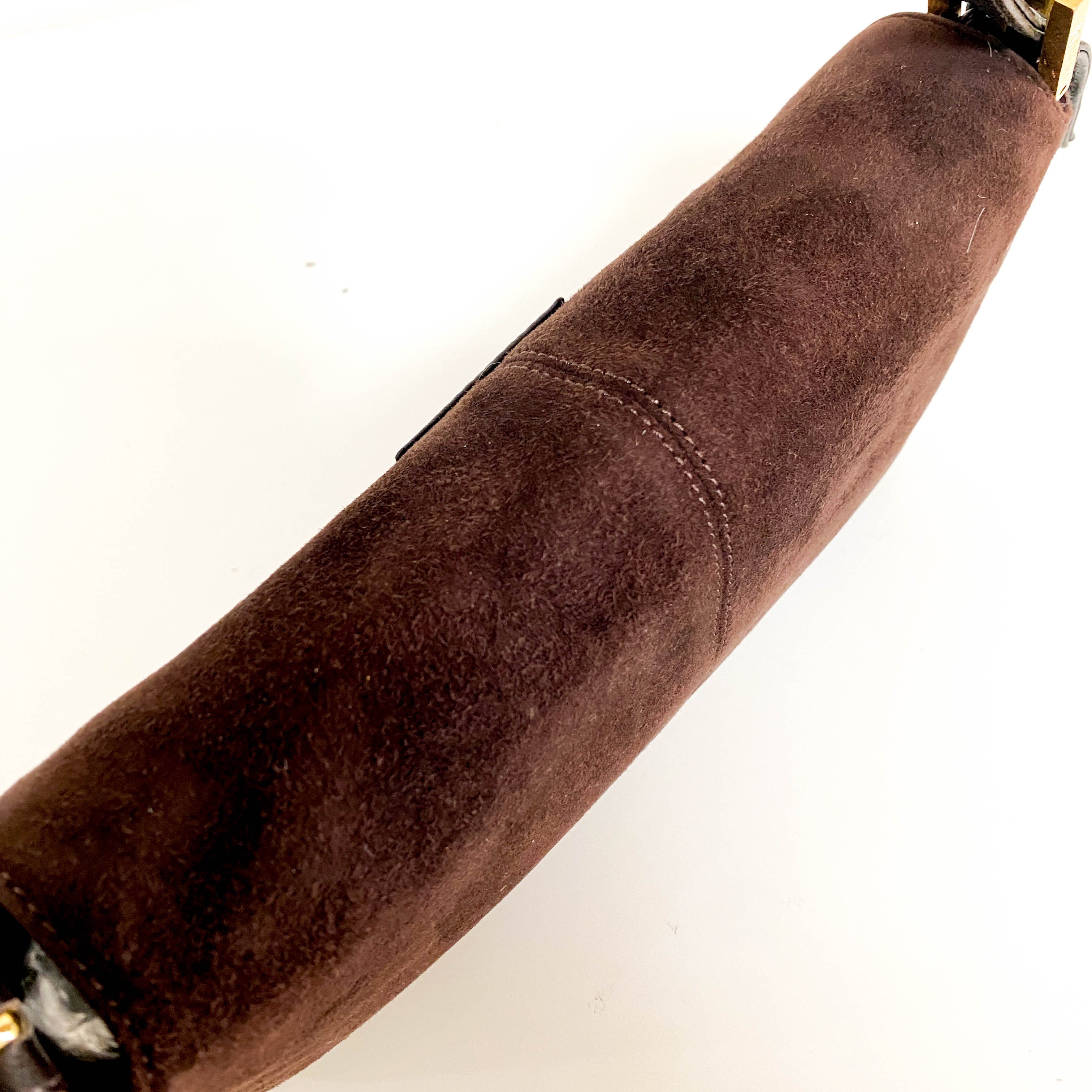 Baguette Brown Suede Shoulder Bag