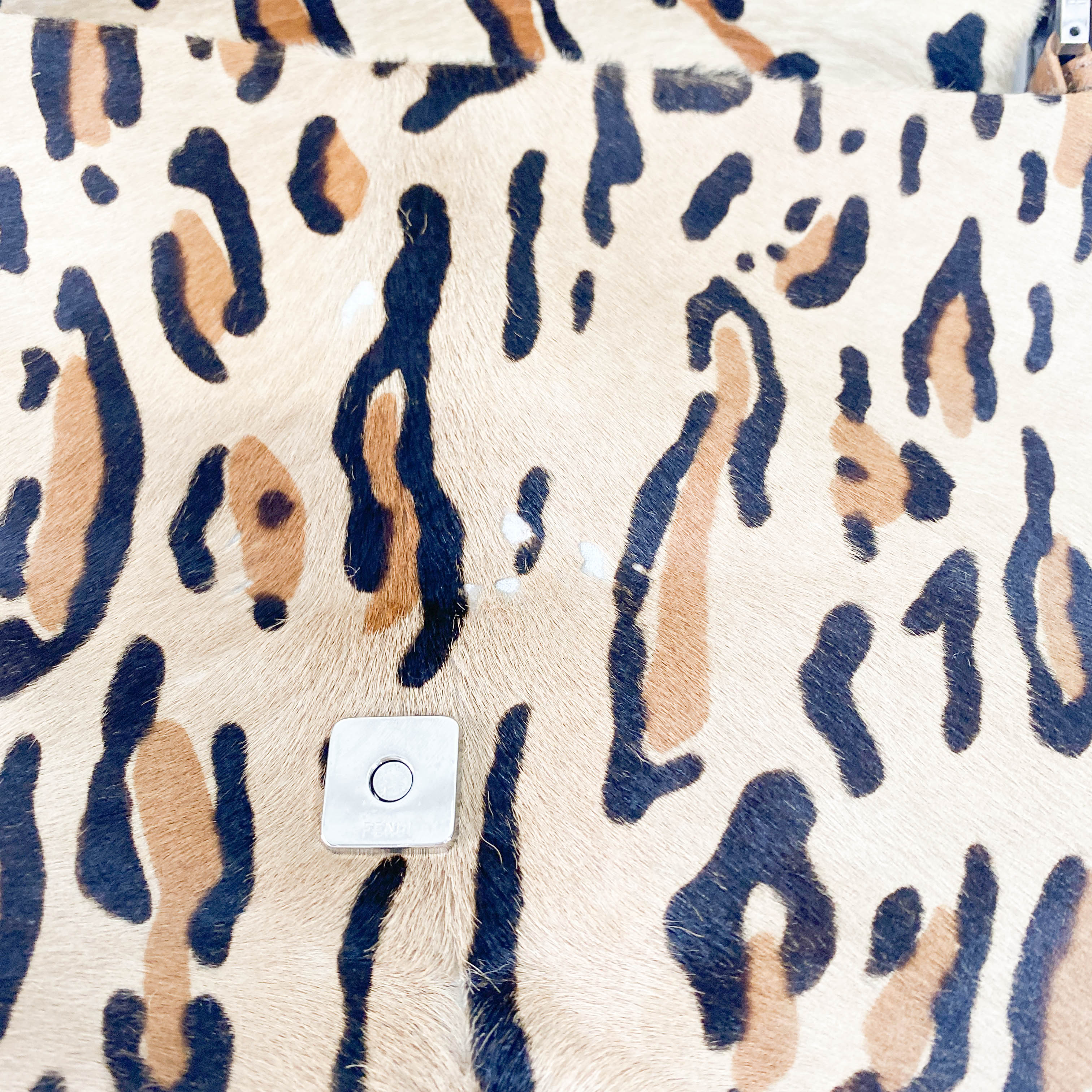 Mamma Baguette Brown Leopard Print Pony Hair Shoulder Bag