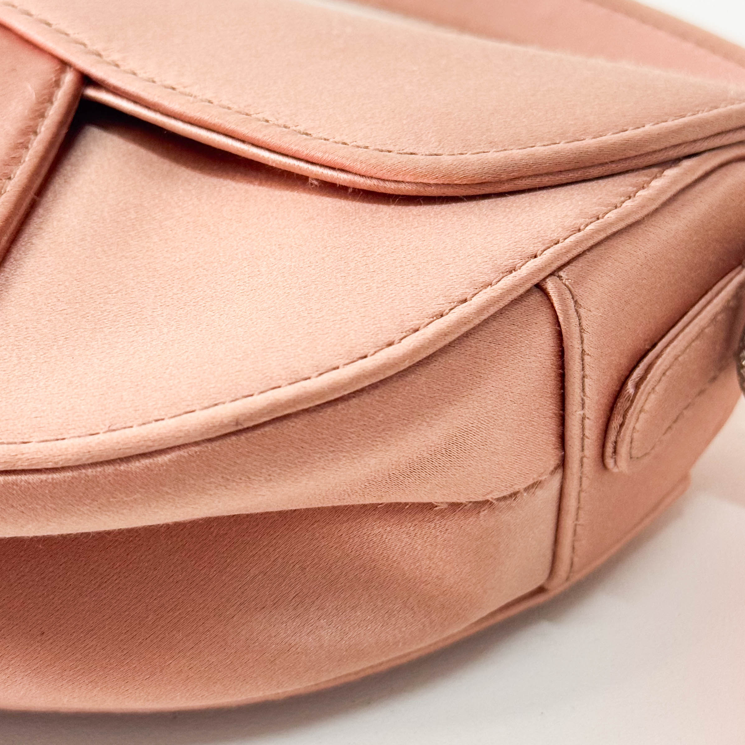 Saddle Mini Pink Satin Handbag