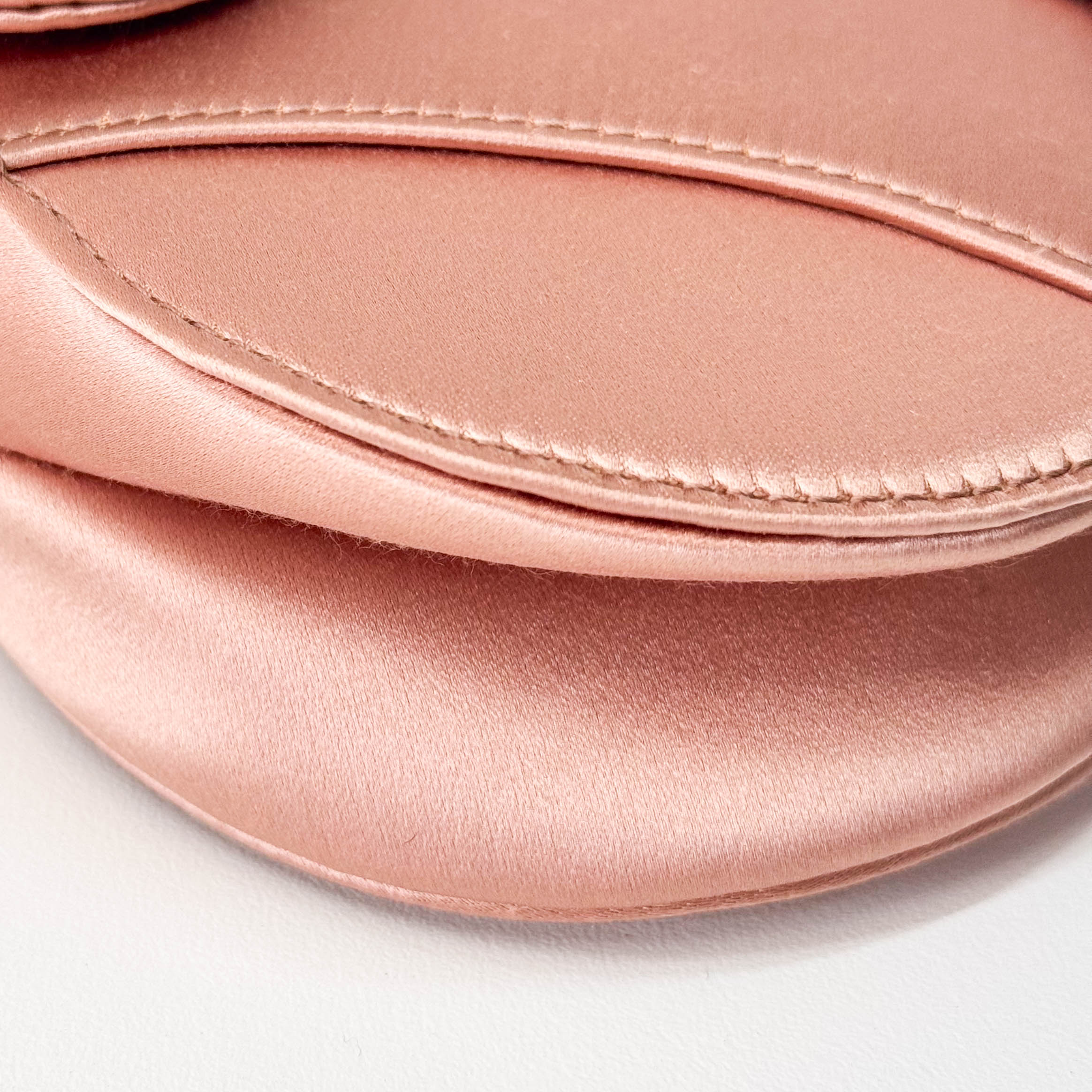 Saddle Mini Pink Satin Handbag