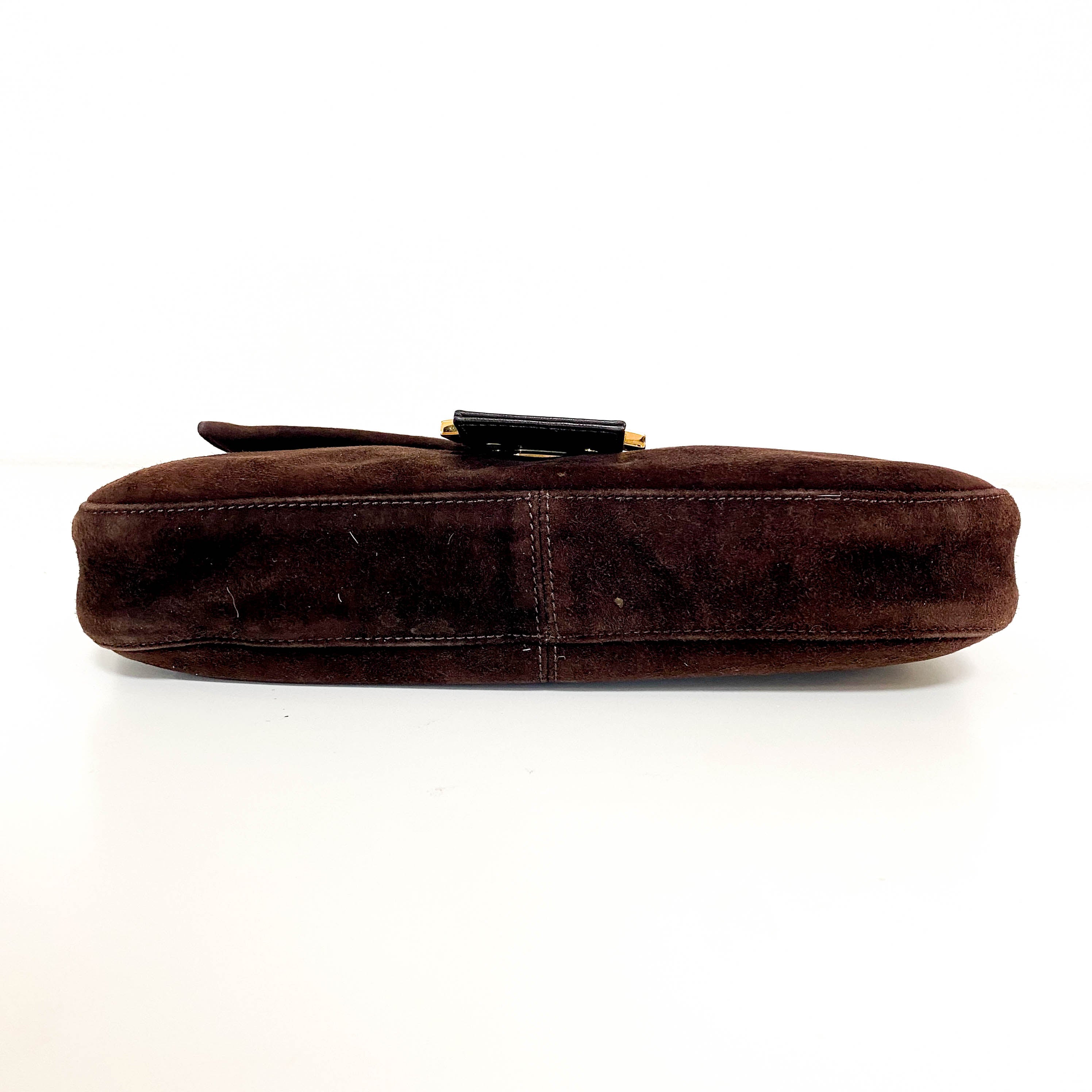 Baguette Brown Suede Shoulder Bag