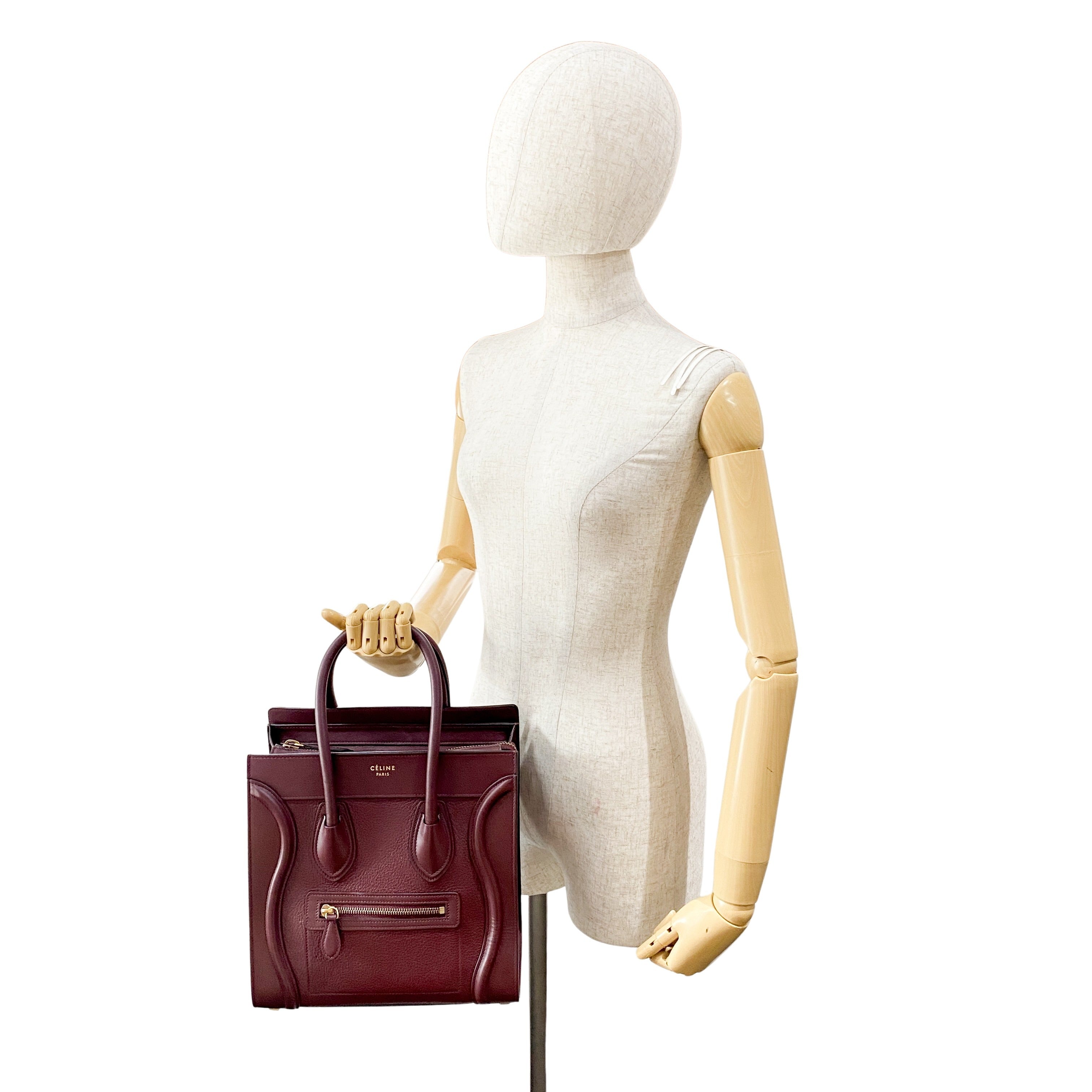 Luggage Micro Burgundy Leather Handbag