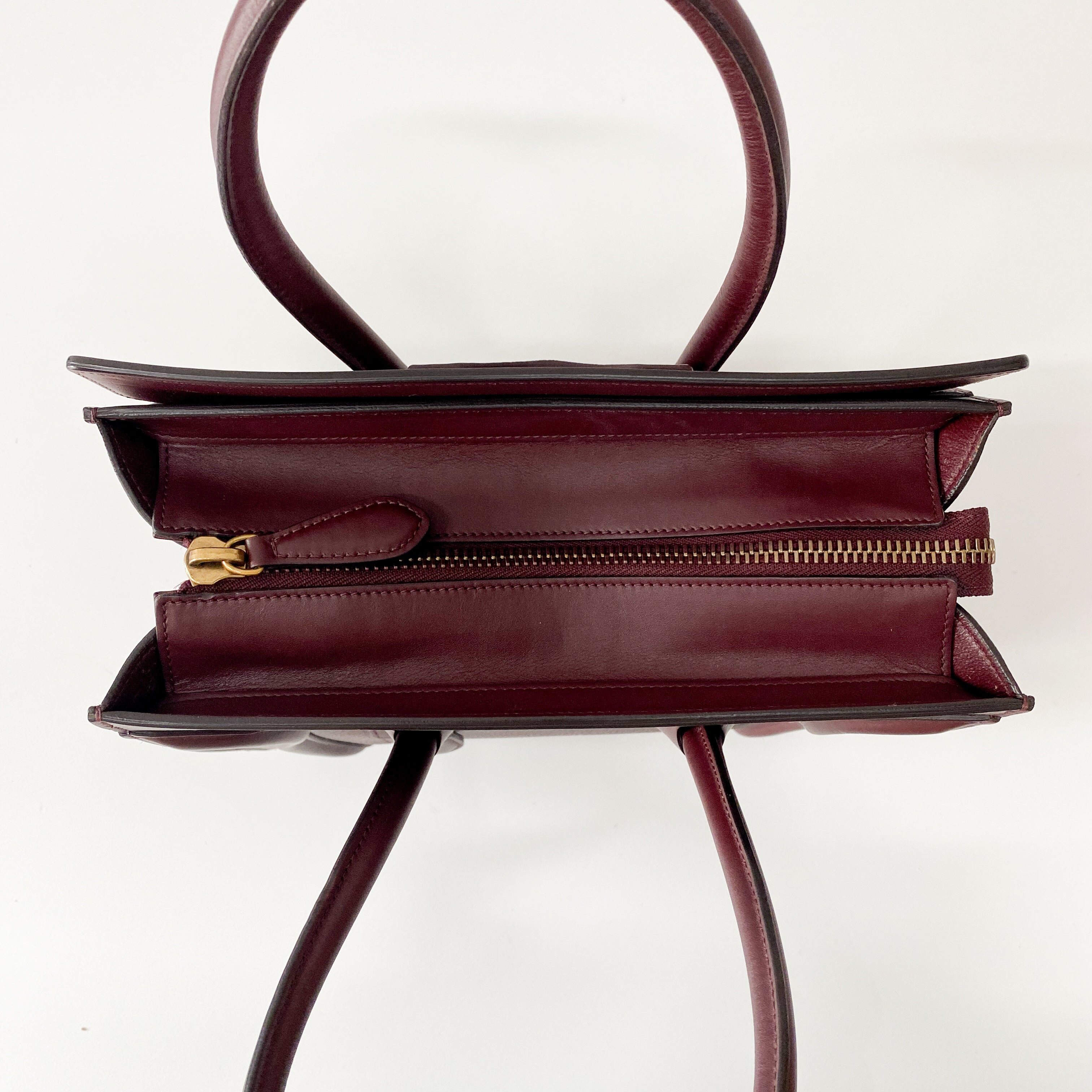 Luggage Micro Burgundy Leather Handbag