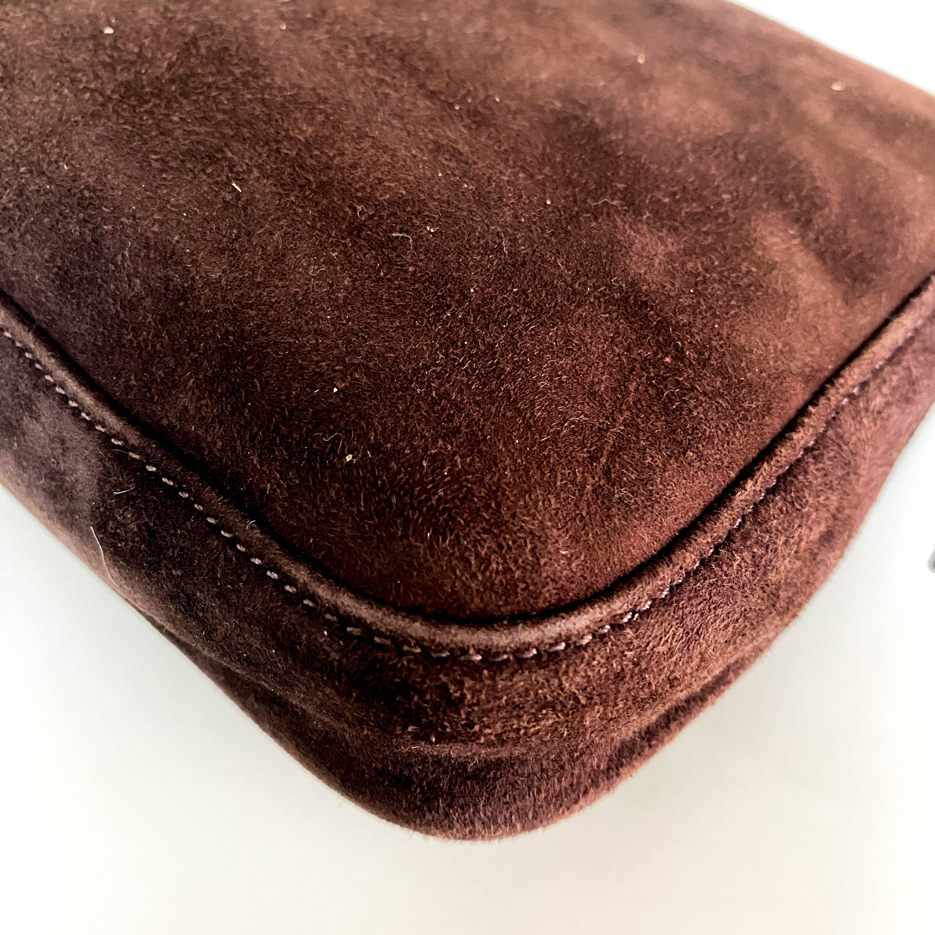 Baguette Brown Suede Shoulder Bag