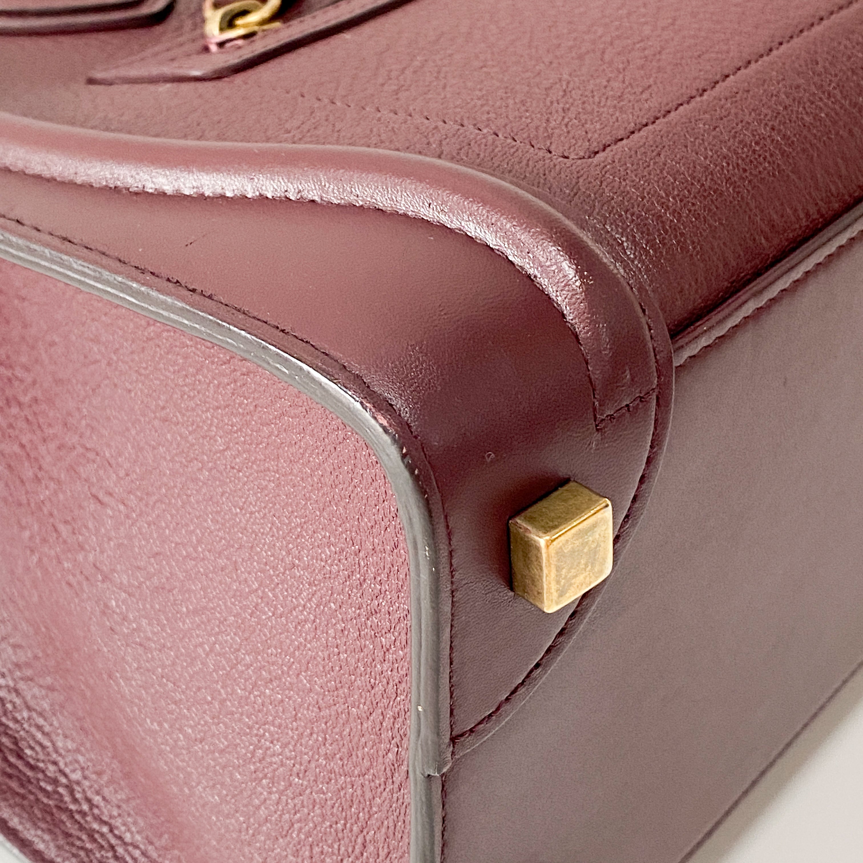 Luggage Micro Burgundy Leather Handbag