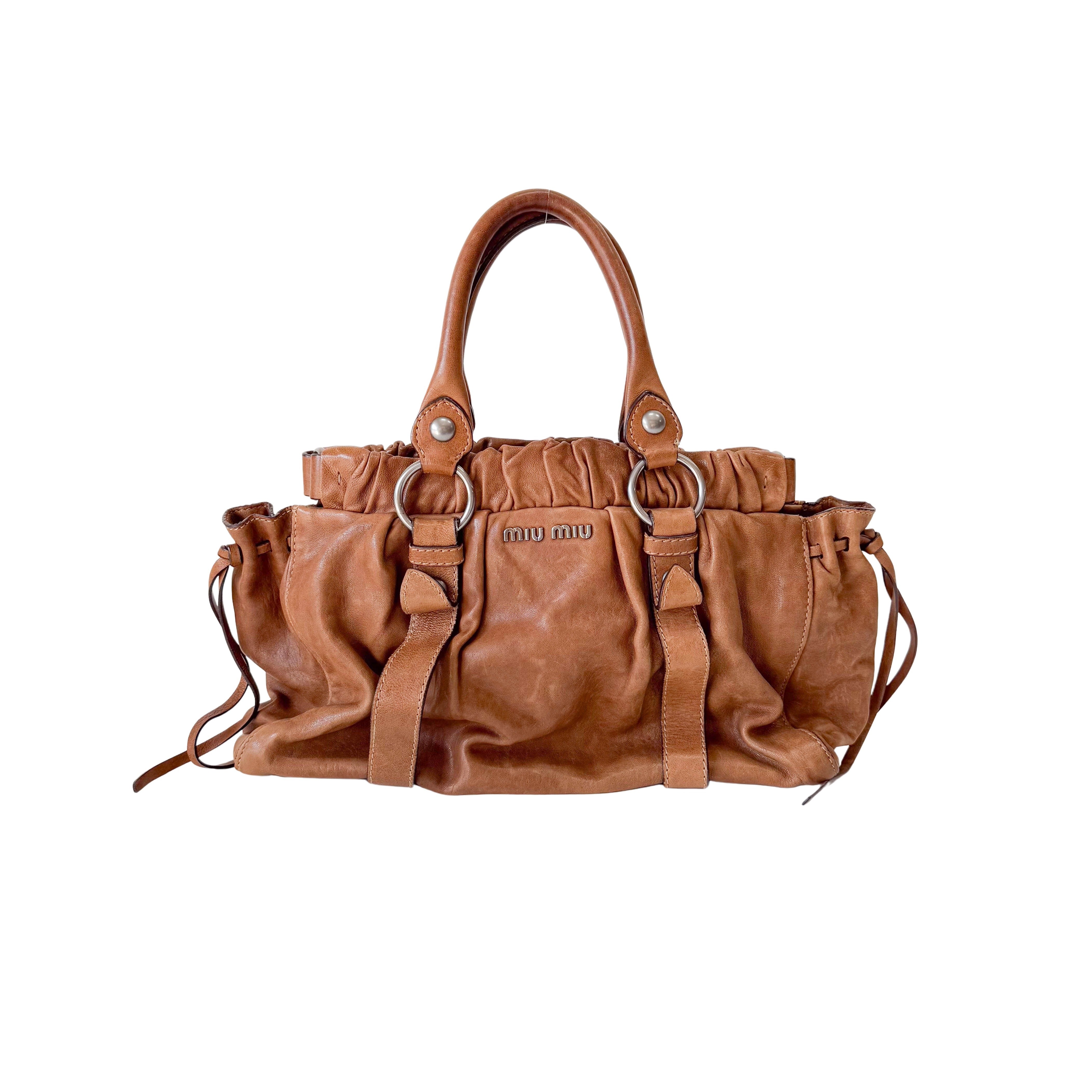 Vitello Brown Leather Handle Bag