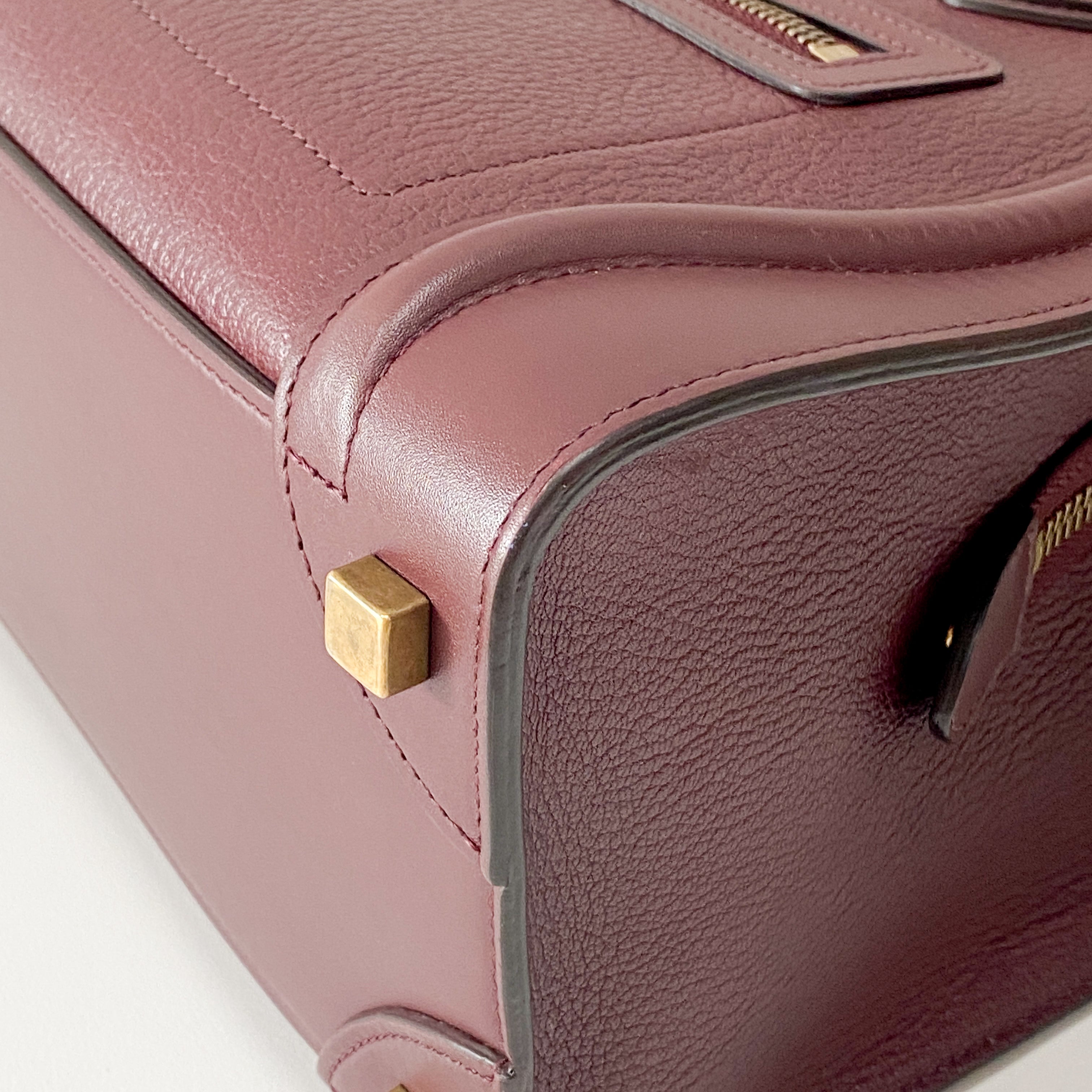 Luggage Micro Burgundy Leather Handbag