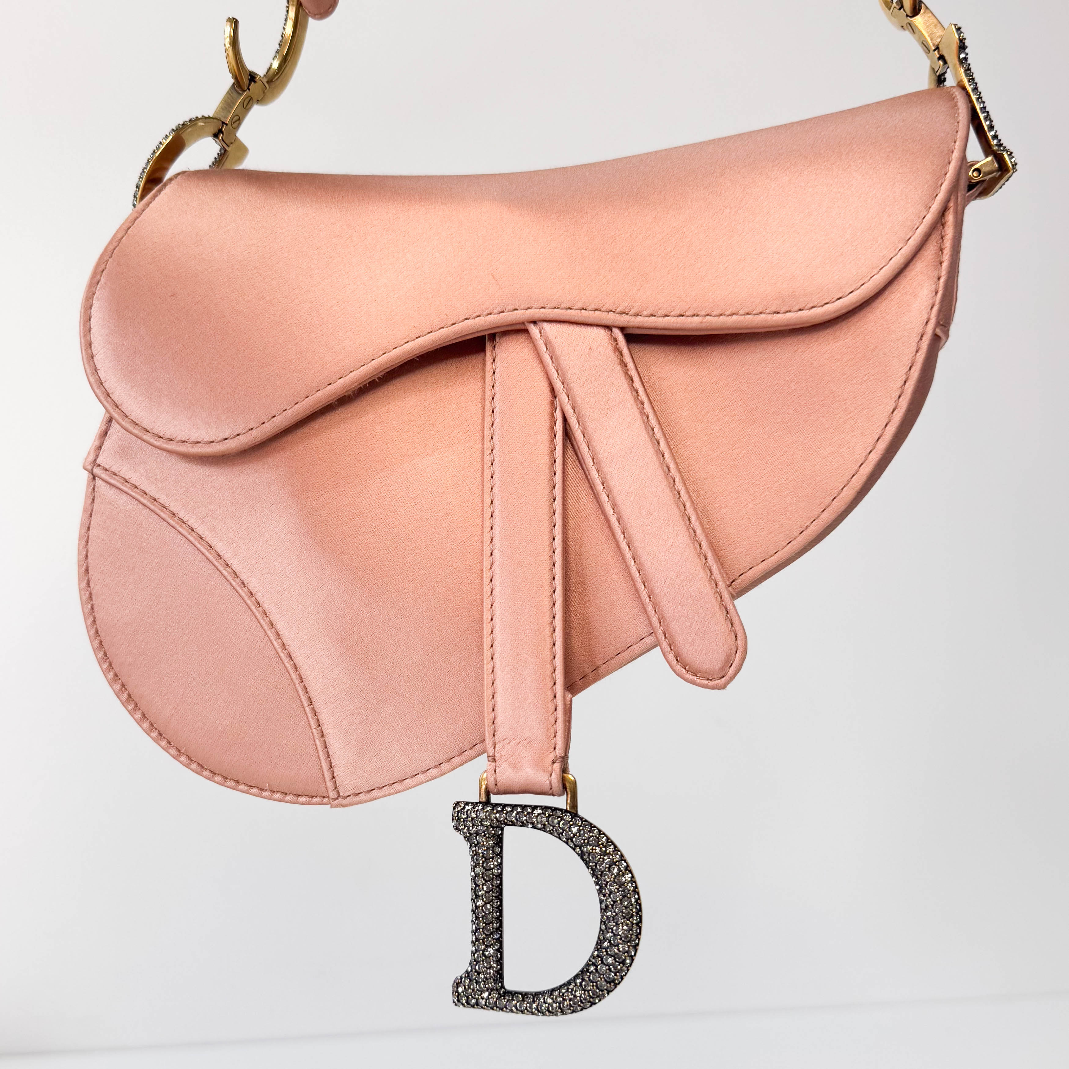 Saddle Mini Pink Satin Handbag