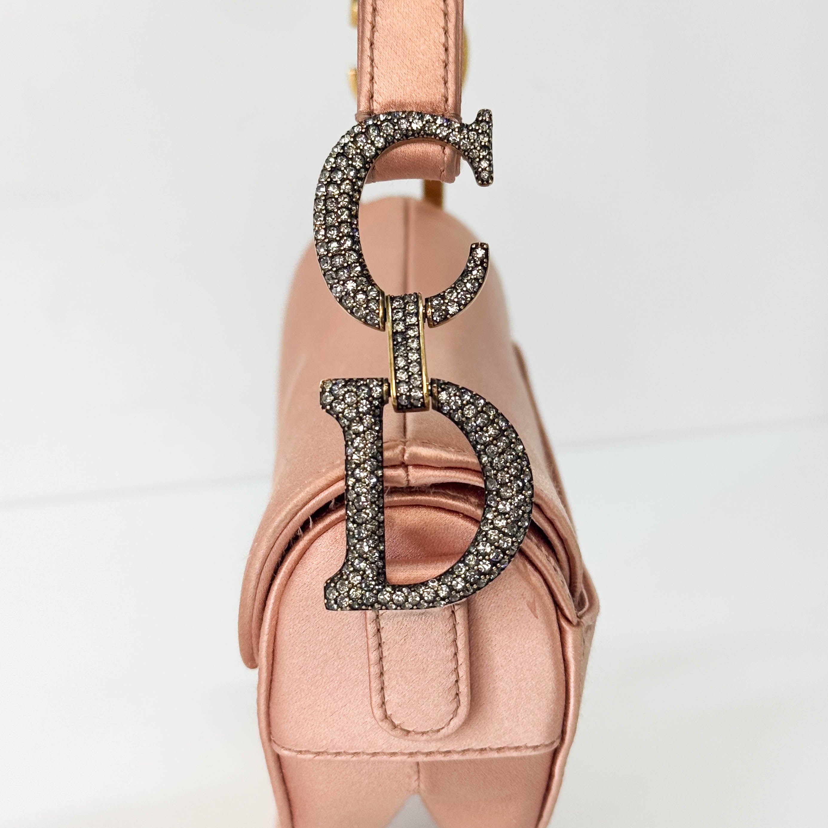 Saddle Mini Pink Satin Handbag