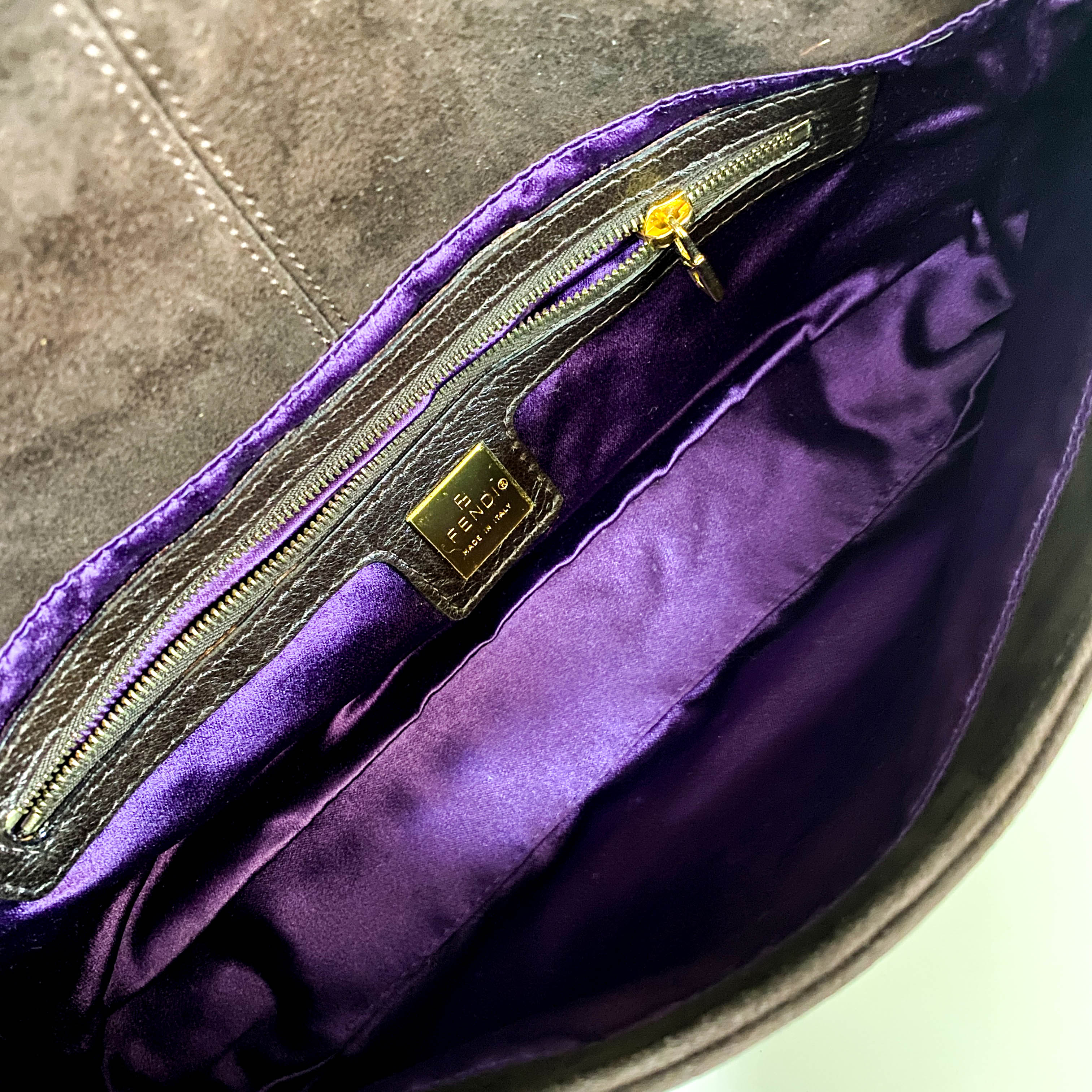 Baguette Brown Suede Shoulder Bag