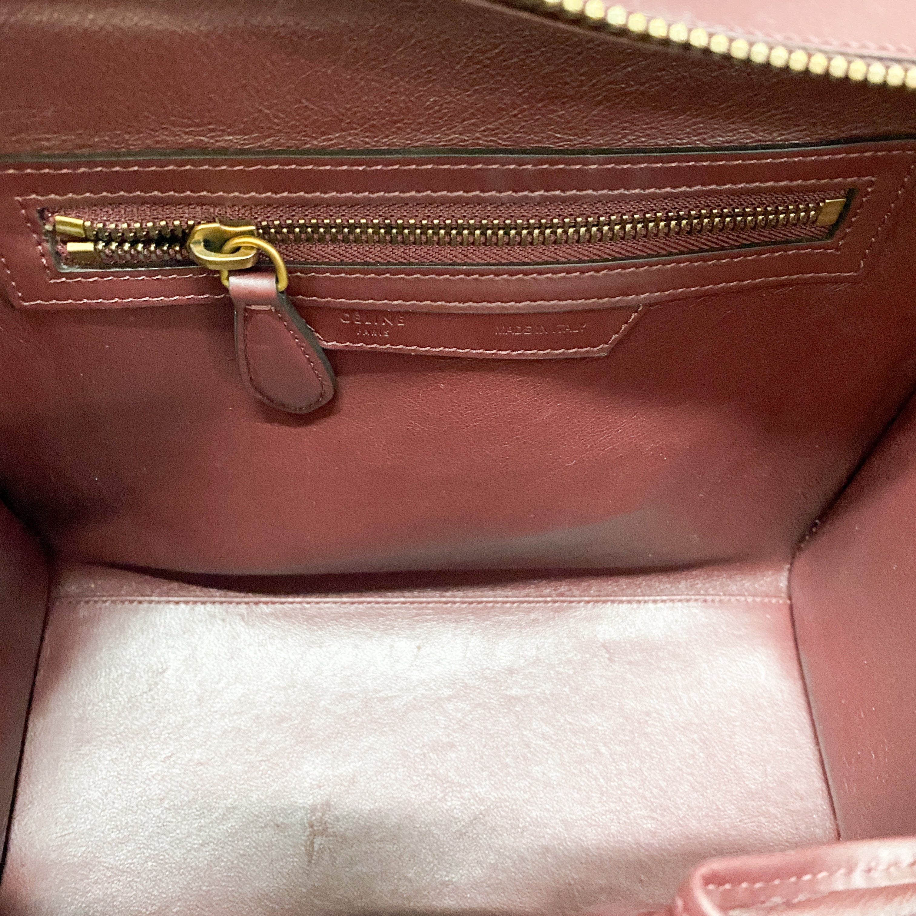 Luggage Micro Burgundy Leather Handbag