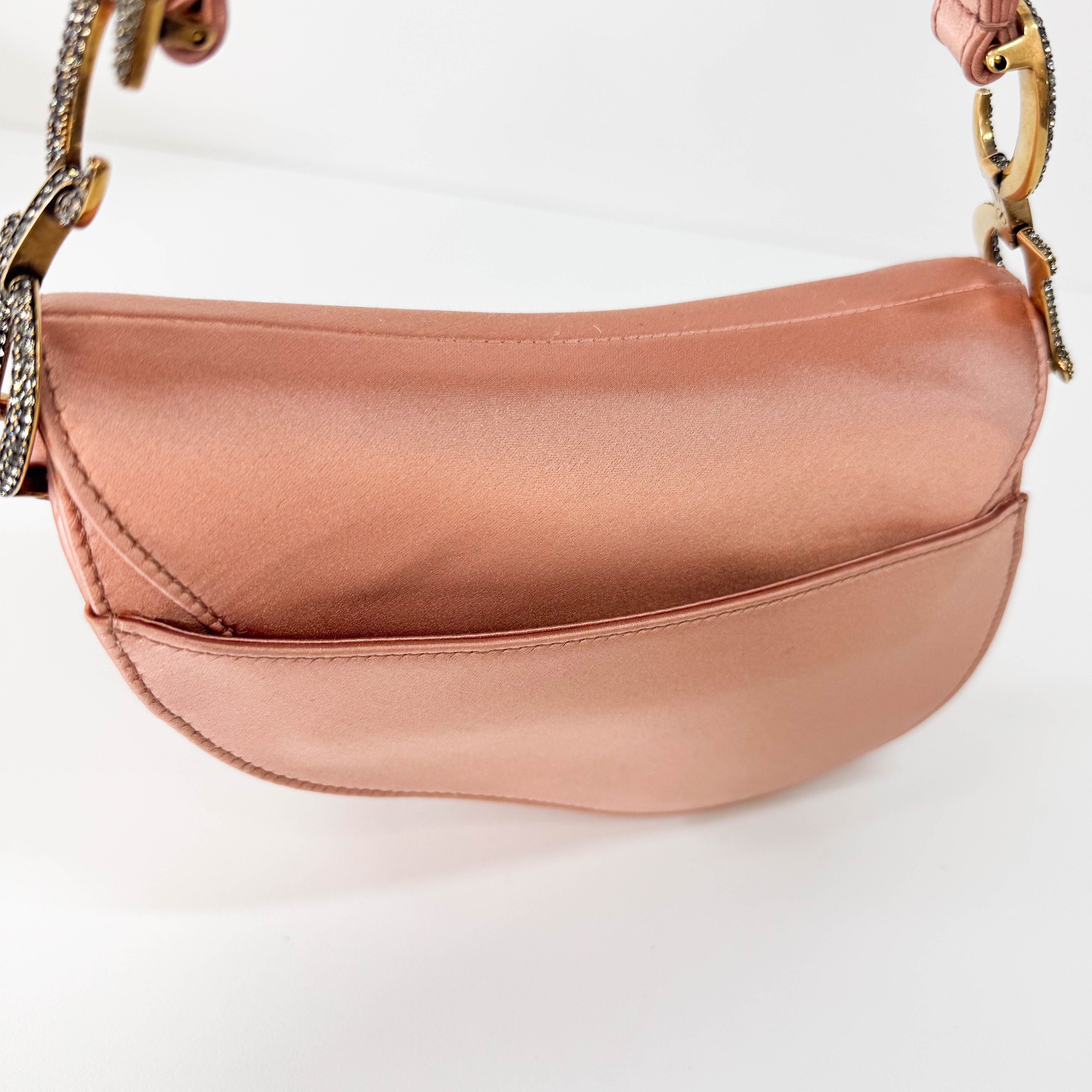 Saddle Mini Pink Satin Handbag