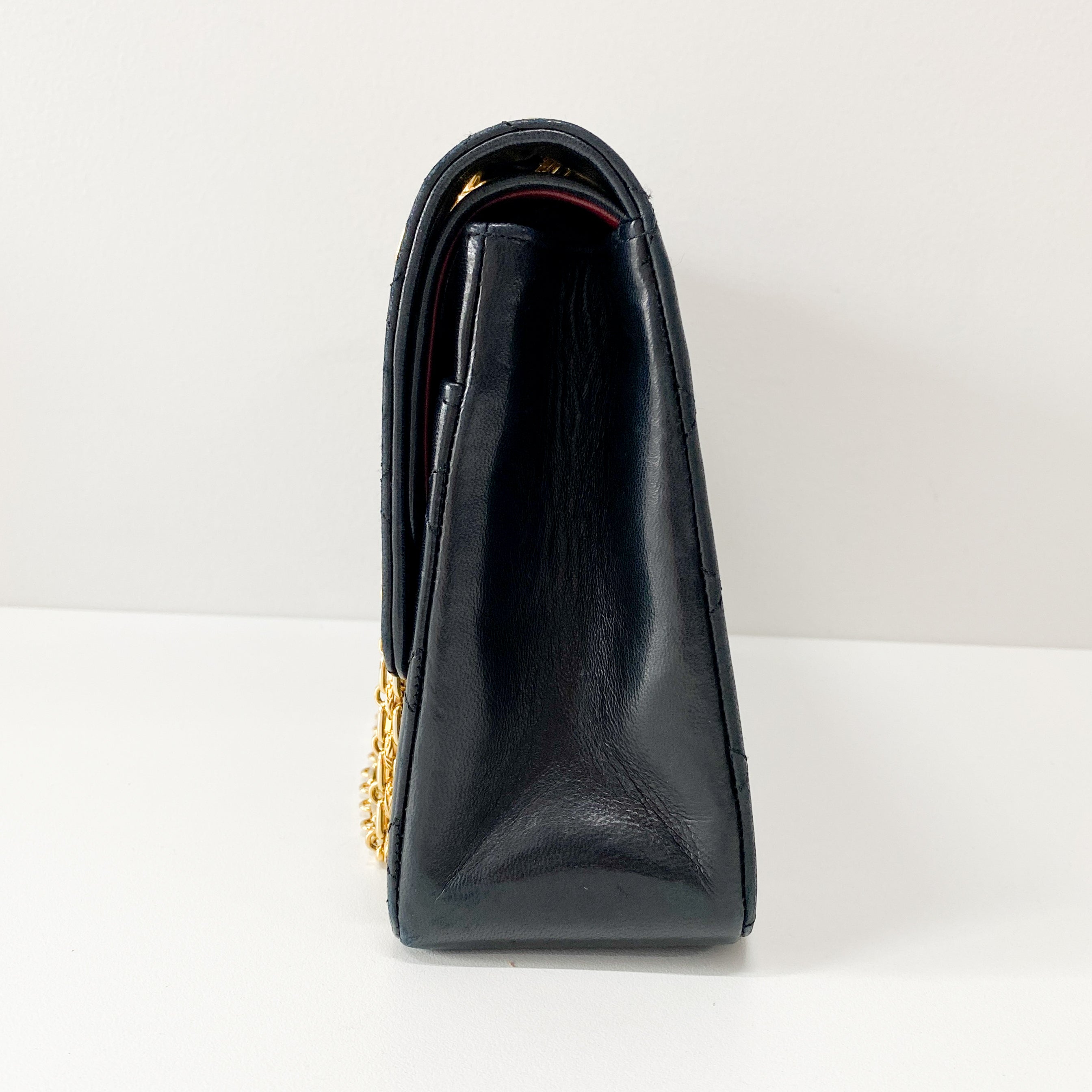 Classic Double Flap Black Matelassé Lambskin Leather Shoulder Bag