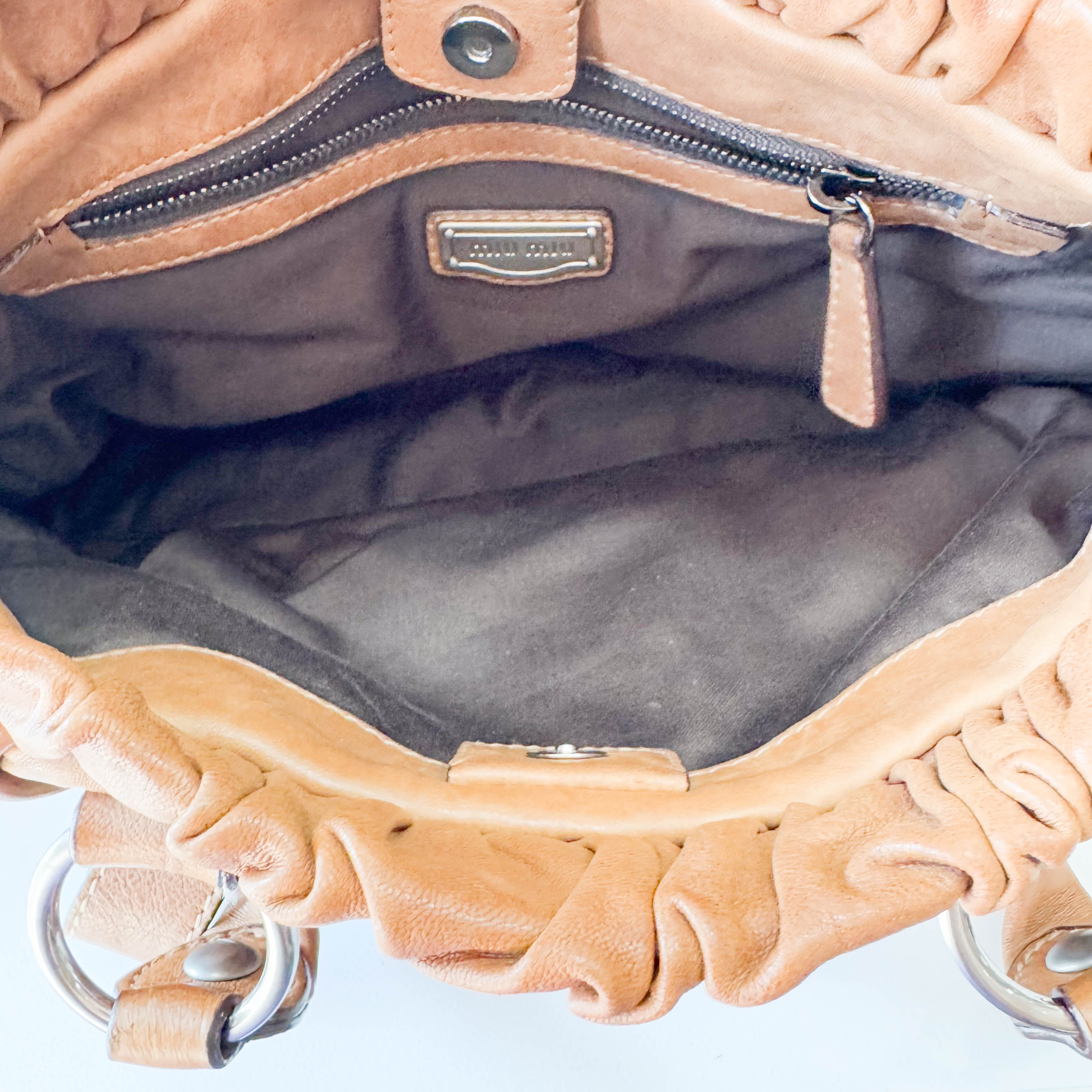 Vitello Brown Leather Handle Bag