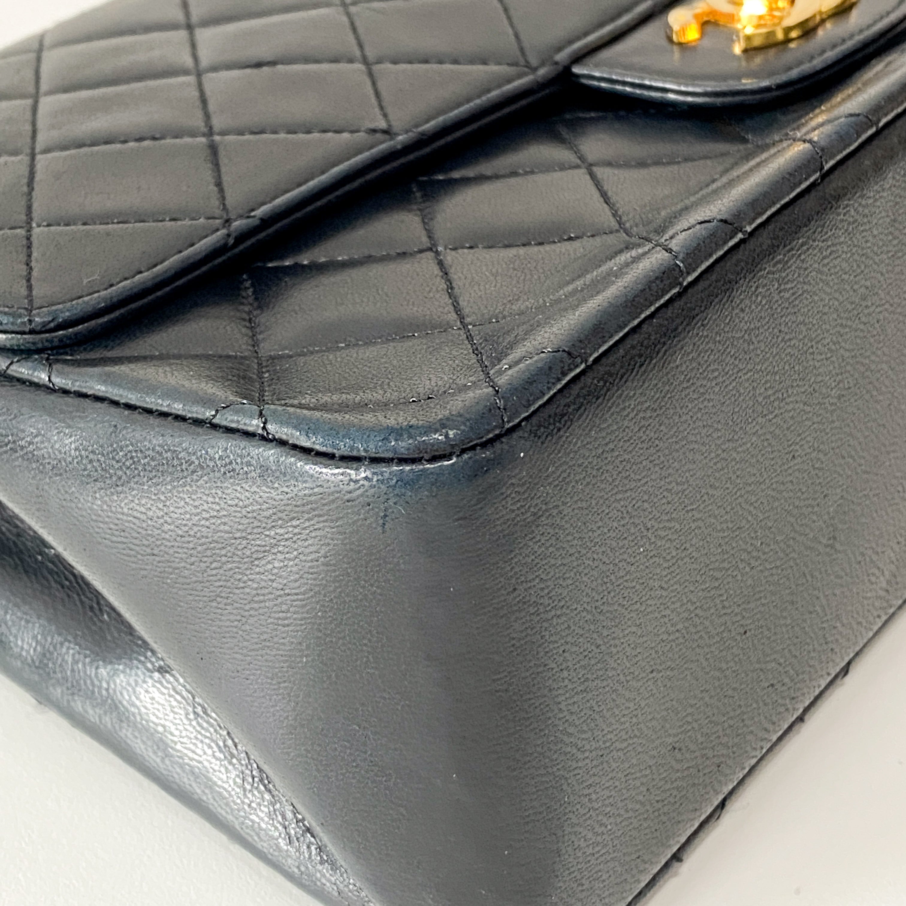 Classic Double Flap Black Matelassé Lambskin Leather Shoulder Bag